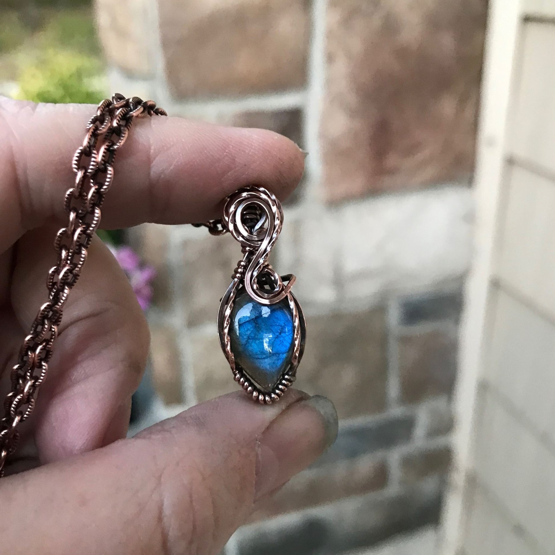 Blue Labradorite Mini Copper Necklace