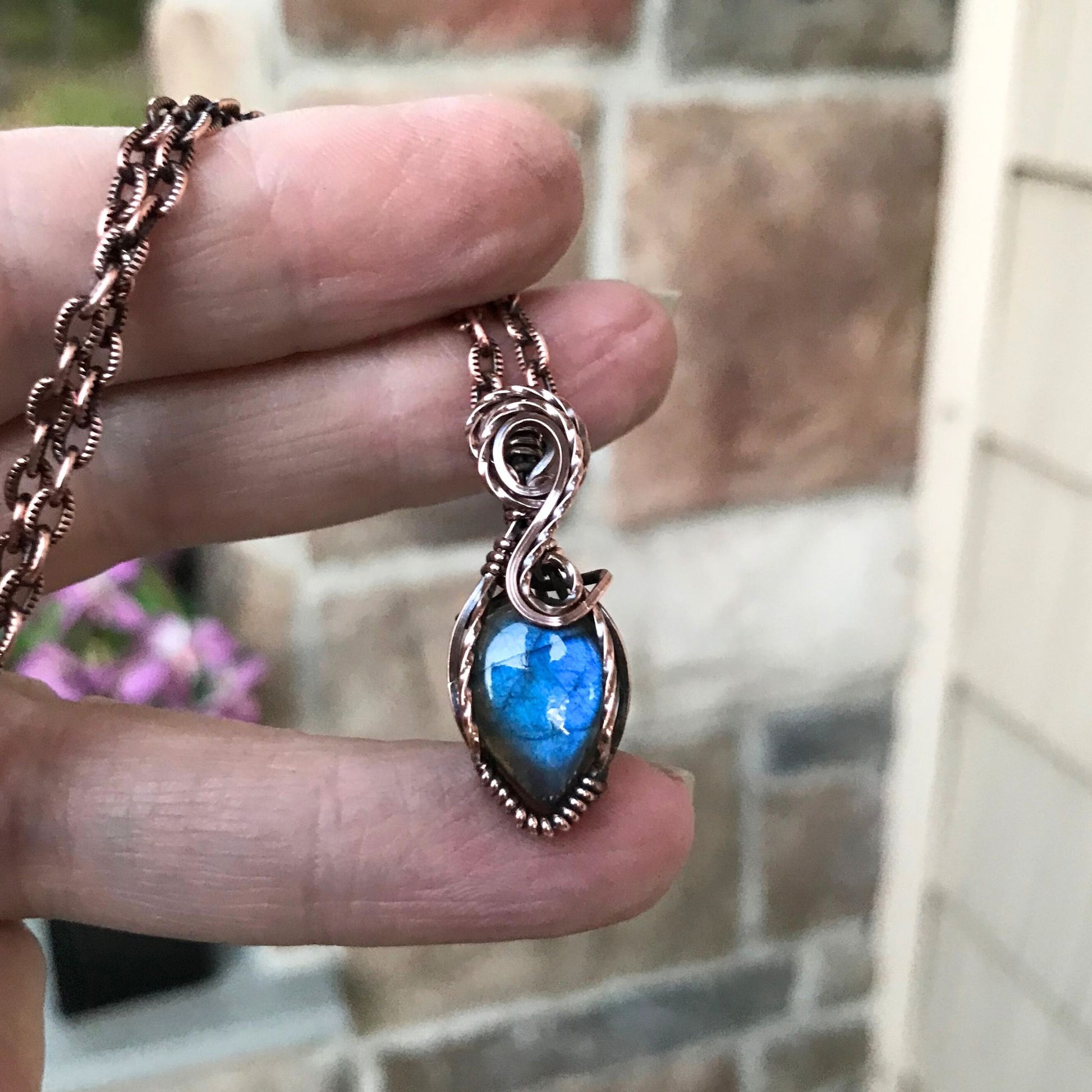 Blue Labradorite Mini Copper Necklace