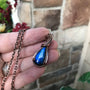 Blue small labradorite teardrop shape copper pendant by Moonlet Jewelry