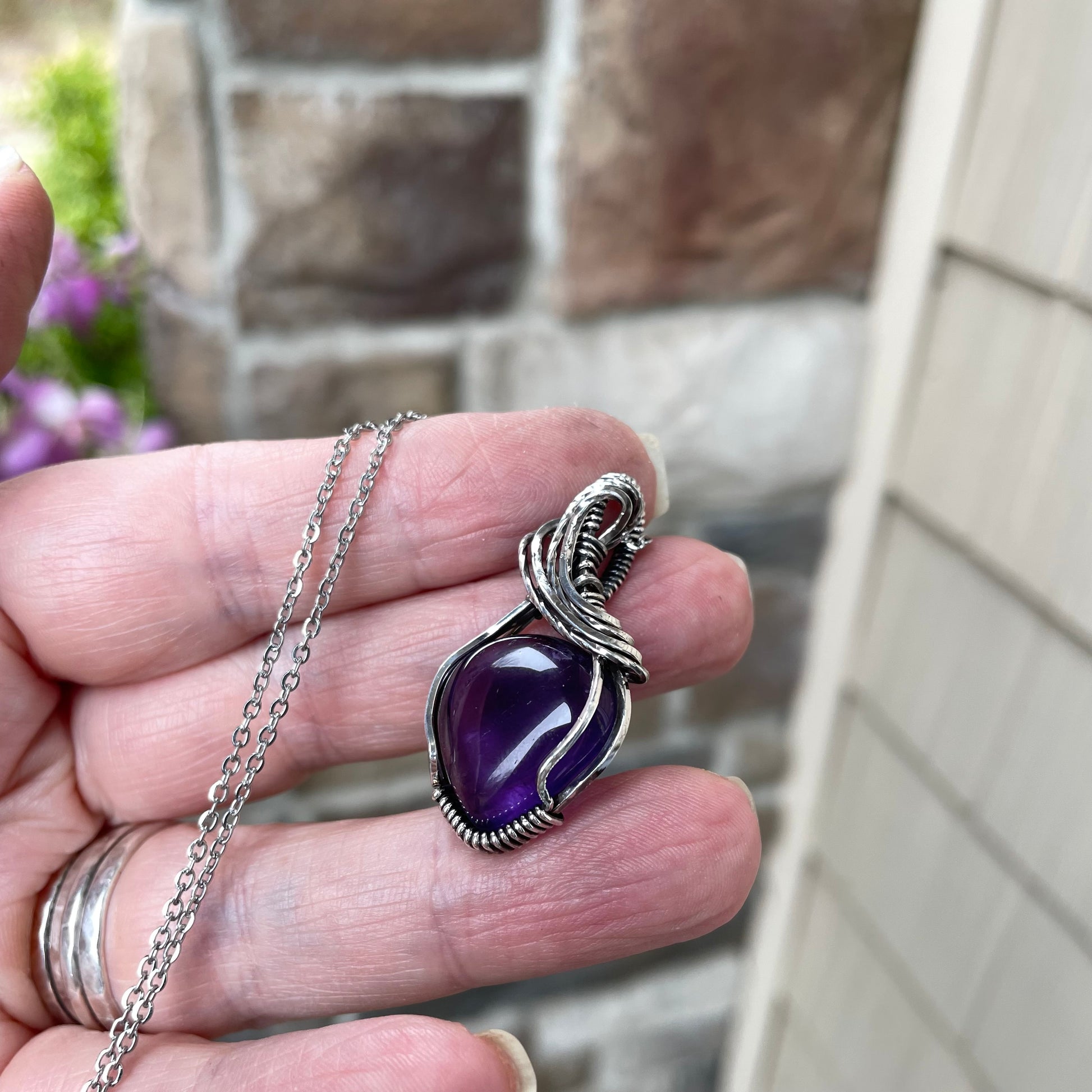 Amethyst Small Silver Necklace