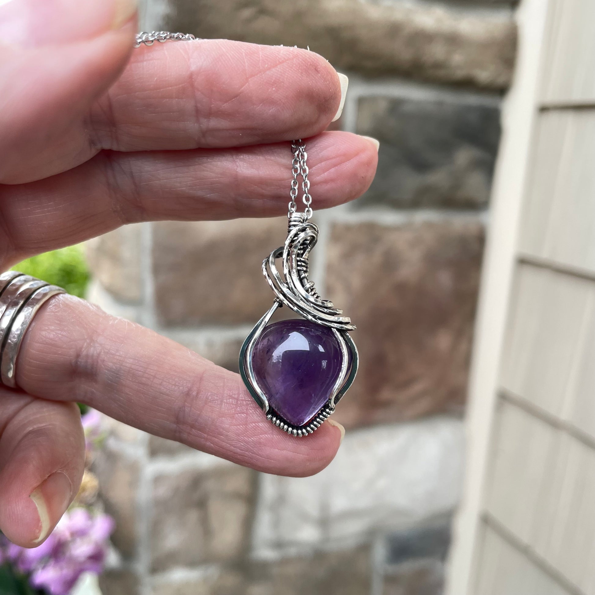 Amethyst Small Silver Necklace