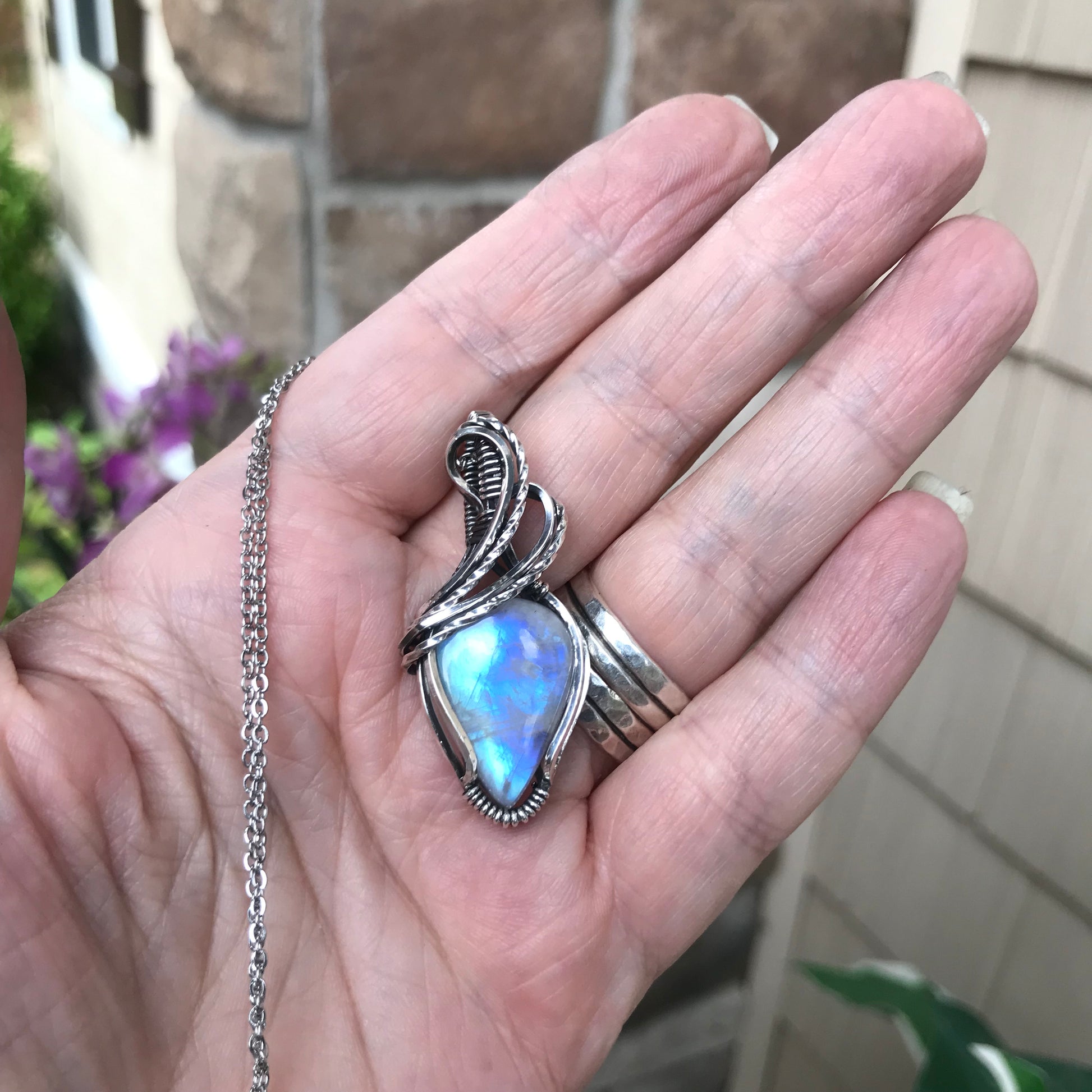 Moonstone Small Silver Necklace