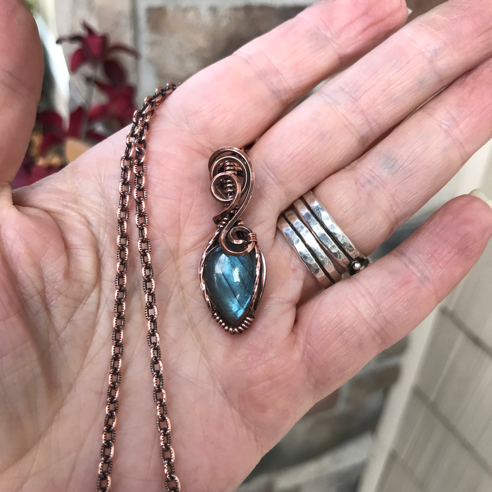 Blue Labradorite Mini Copper Necklace