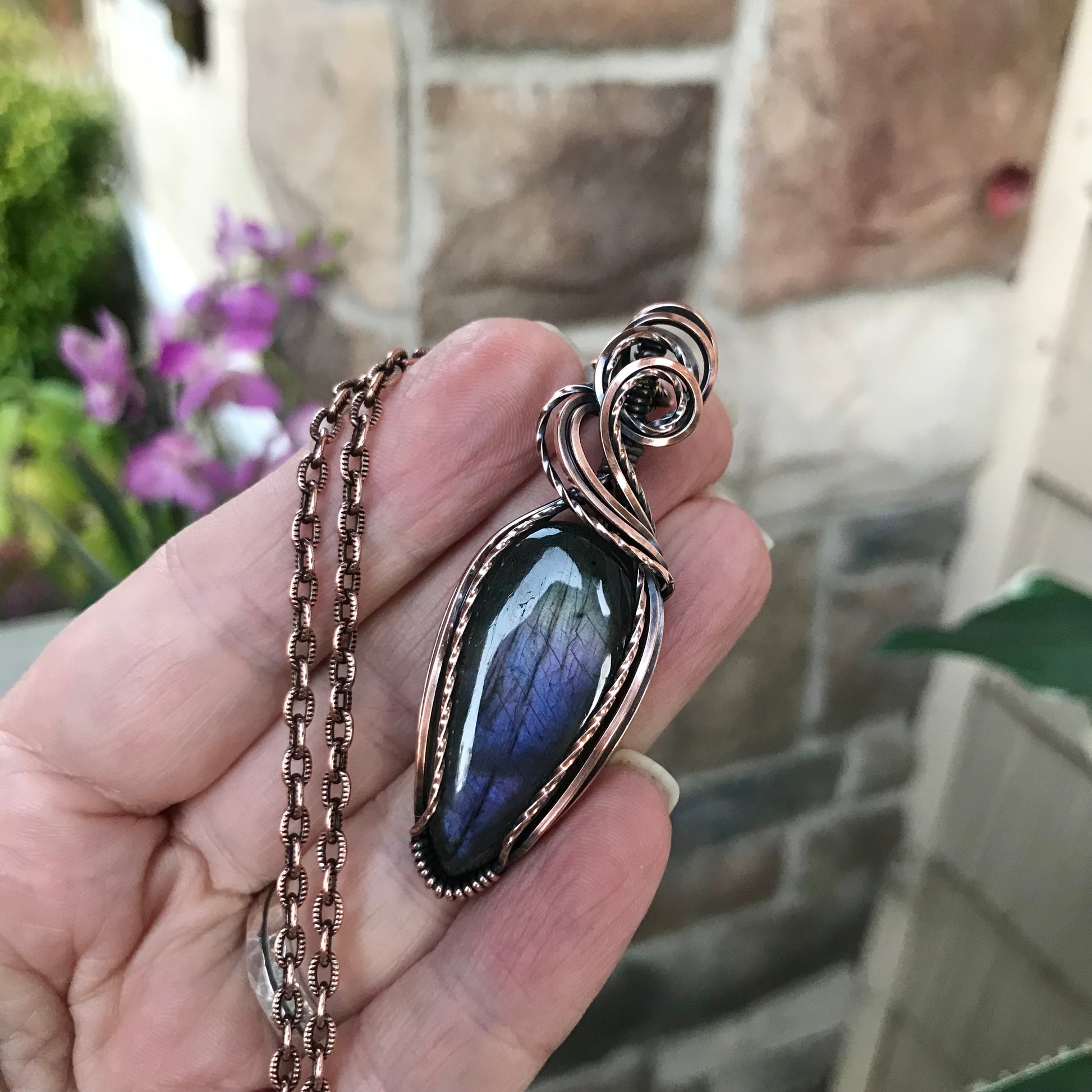 Purple & Light Green Copper Pendant