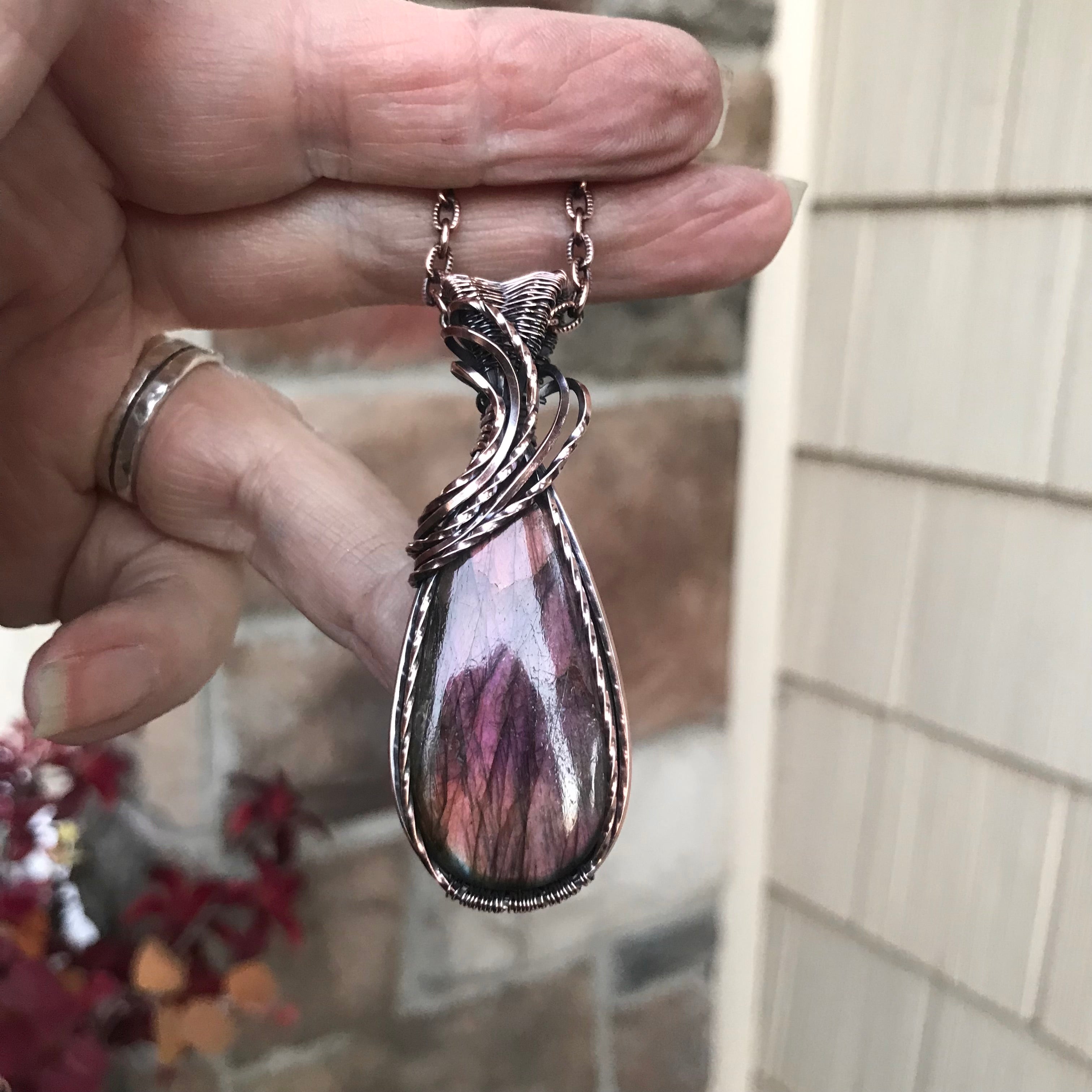 Mauve Purple Labradorite Copper Necklace