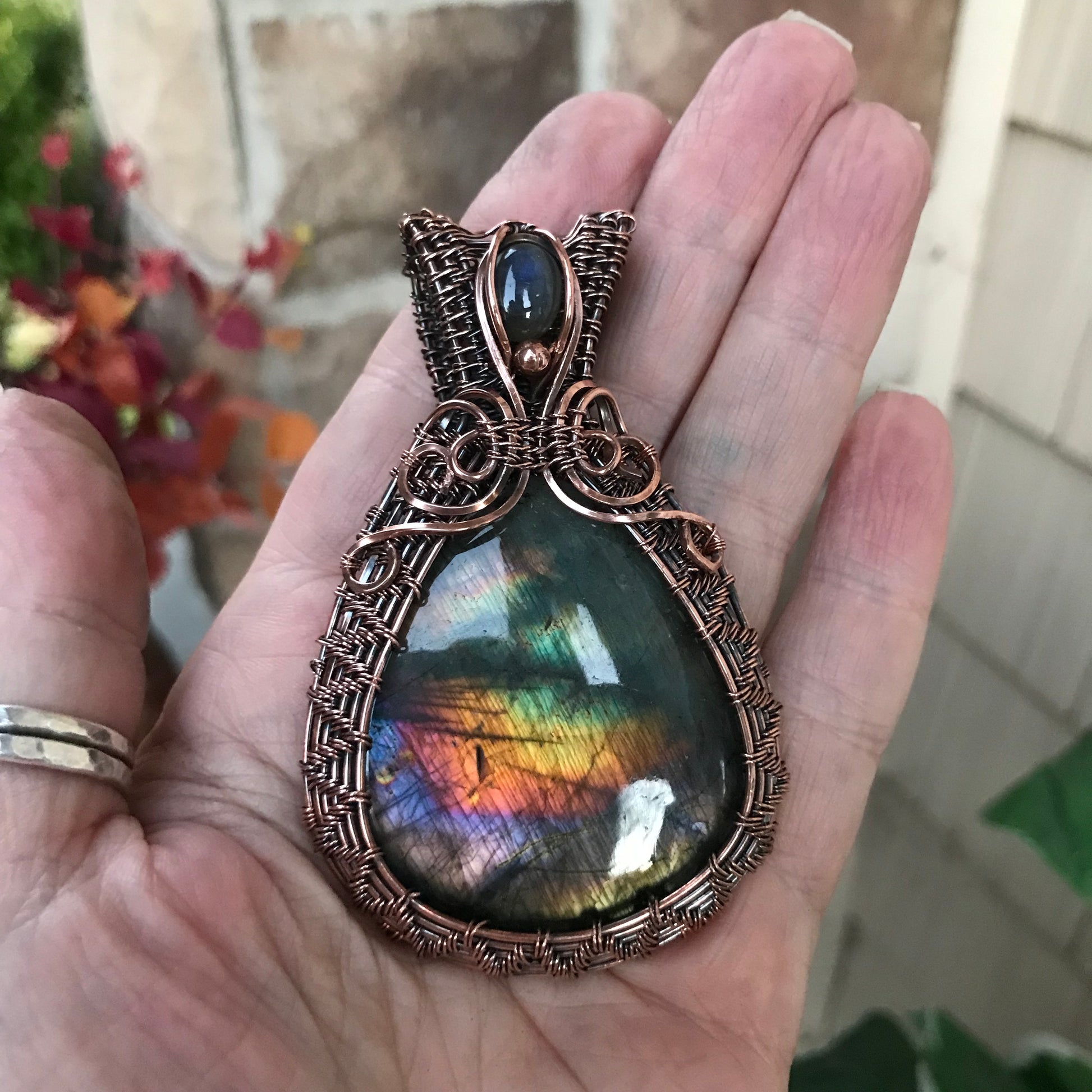 DISCOUNTED Rainbow Labradorite Copper Woven Necklace