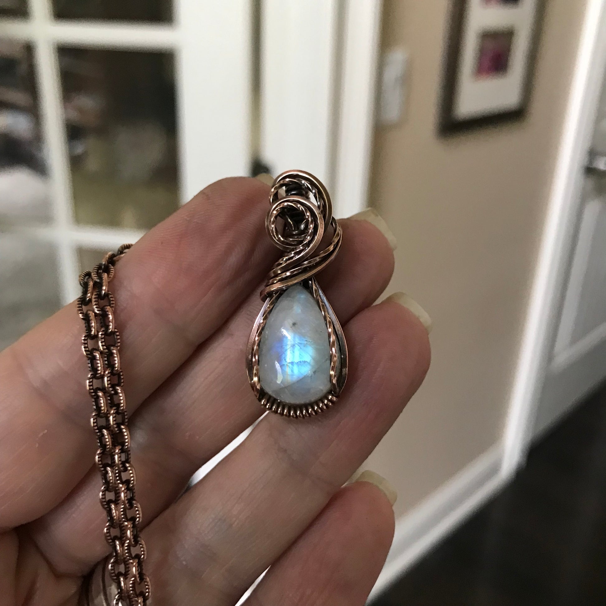 Moonstone Teardrop Copper Necklace