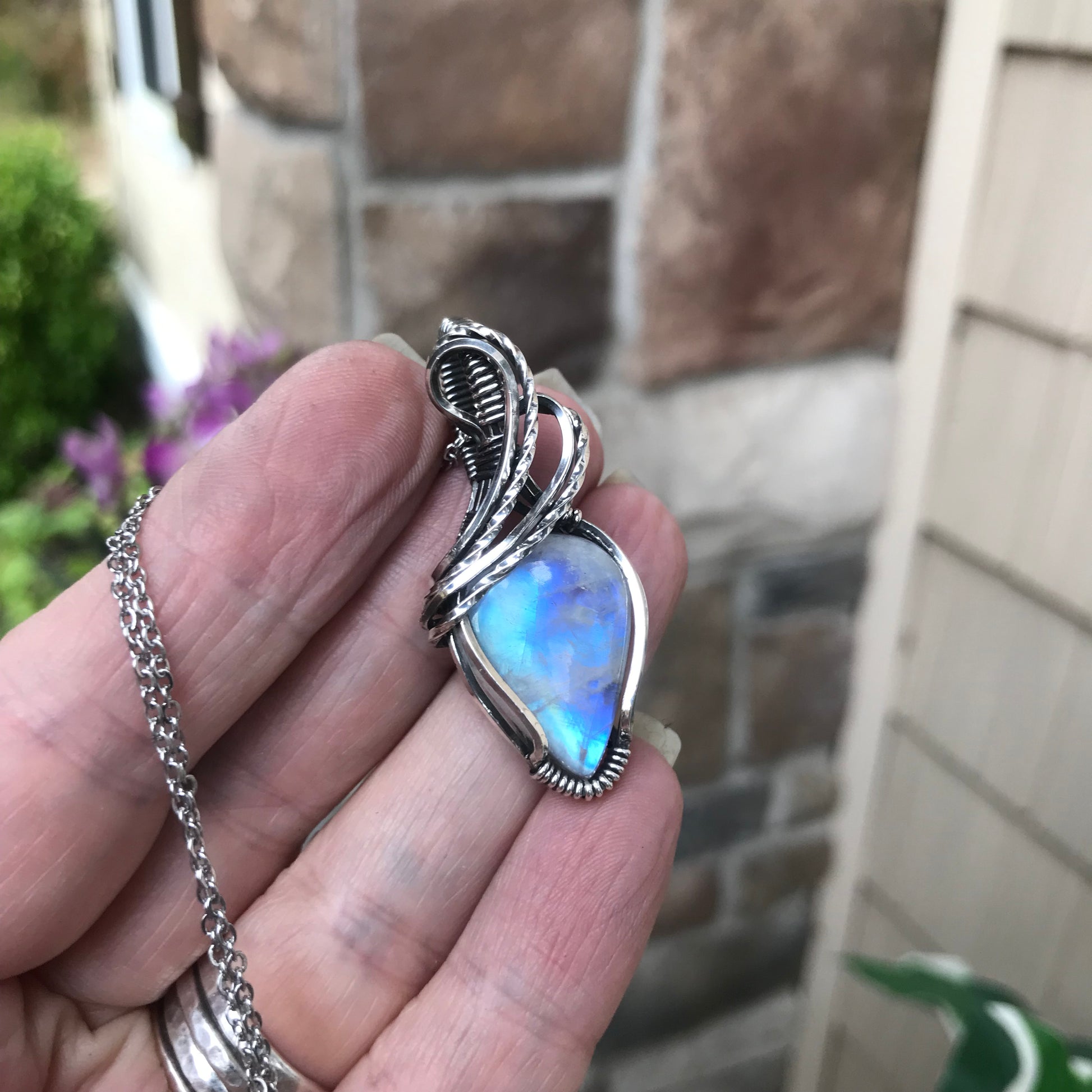 Moonstone Small Silver Necklace