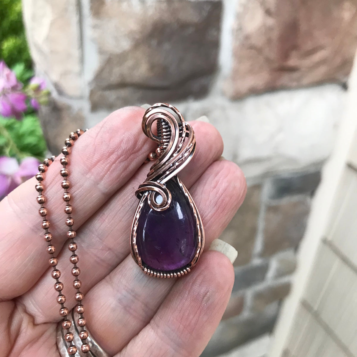 Amethyst Small Copper Necklace