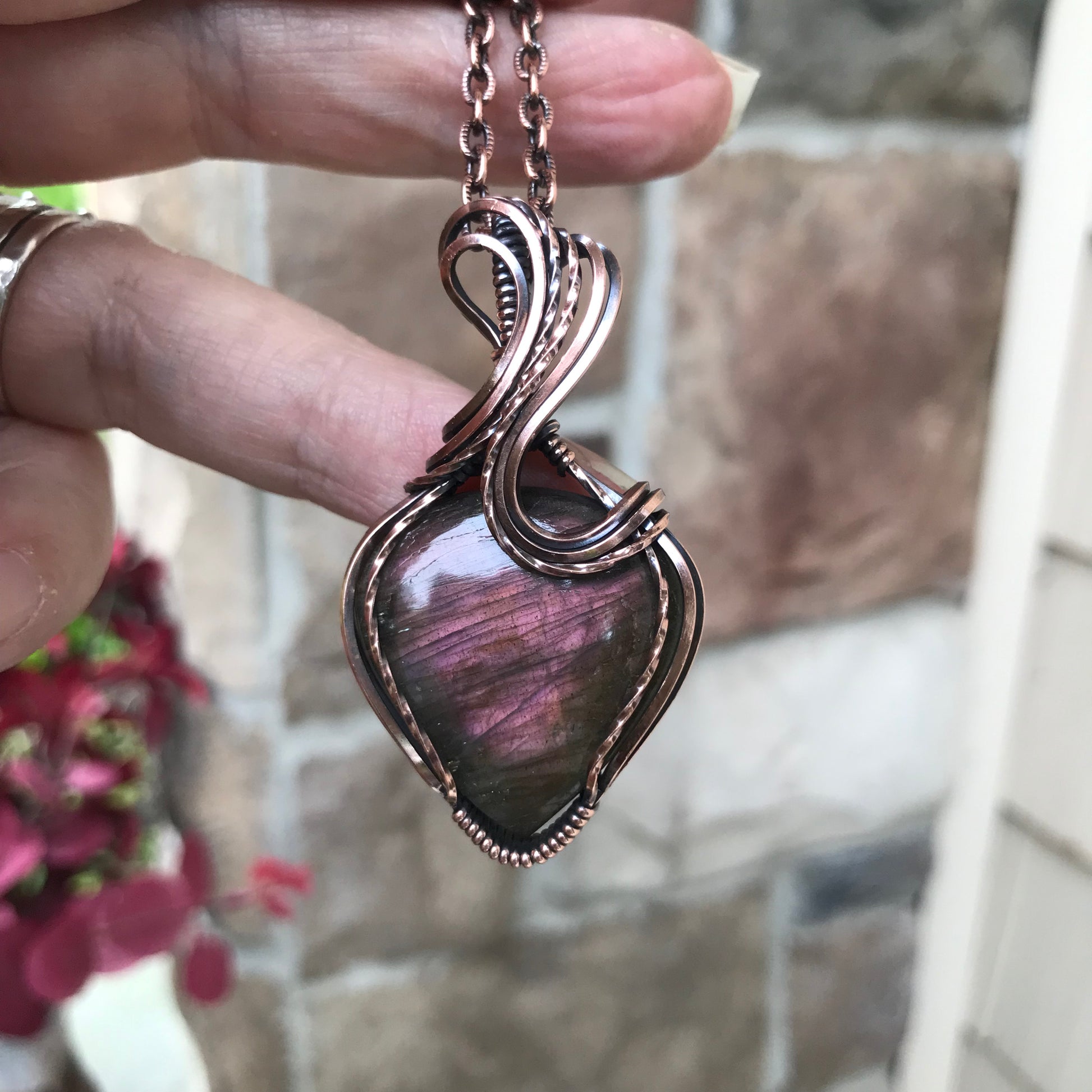 Maroon Labradorite Copper Necklace