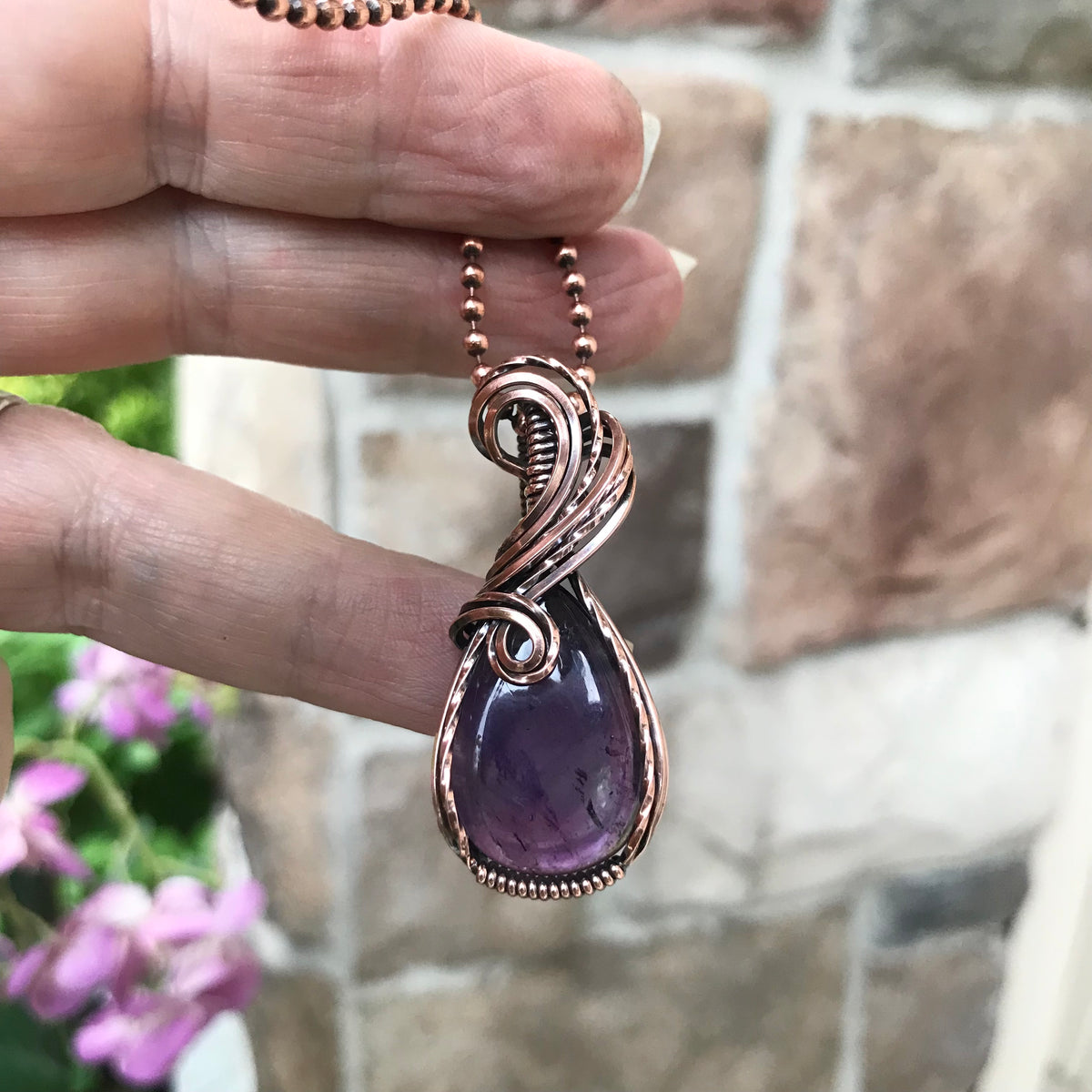 Amethyst Small Copper Necklace