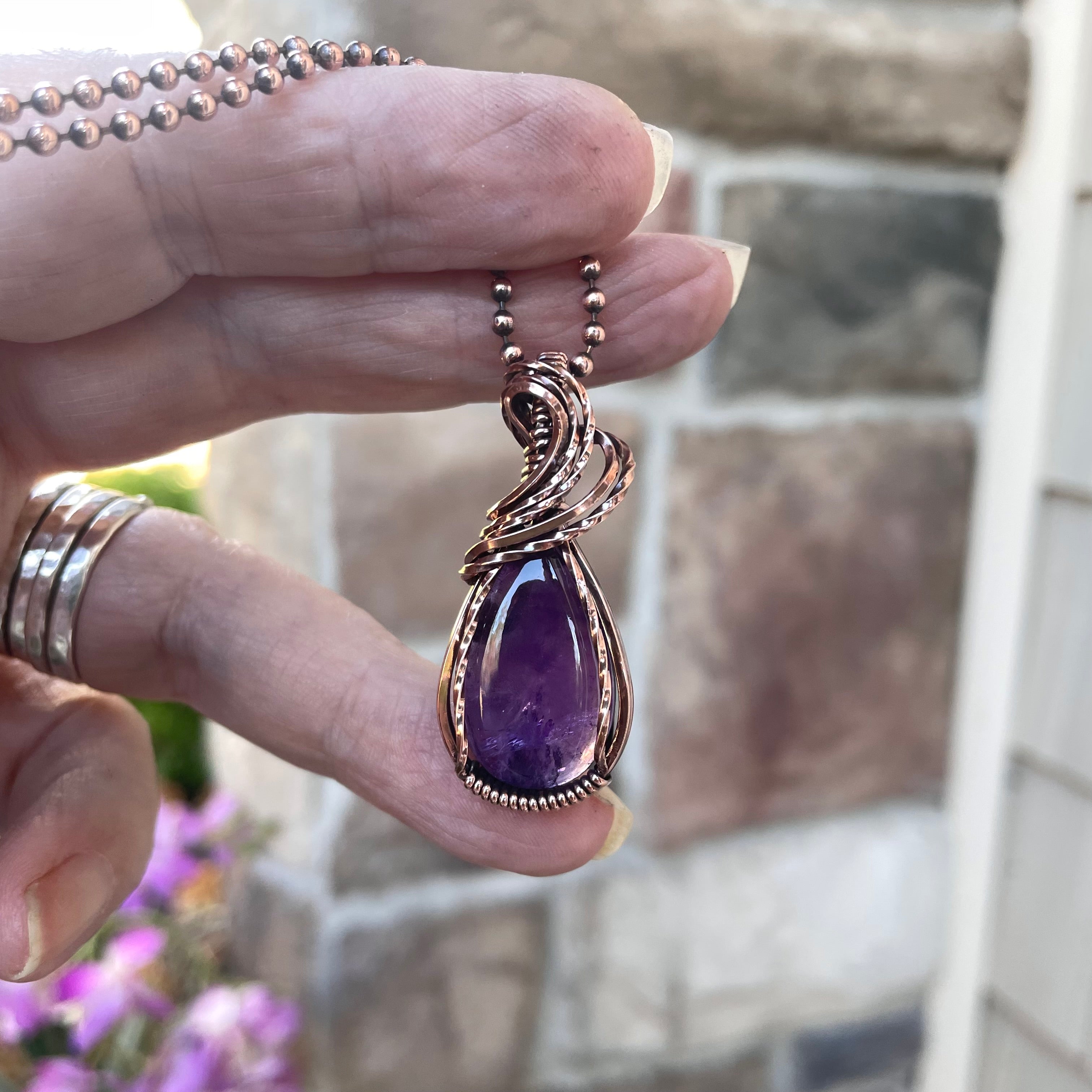 Amethyst Small Copper Necklace