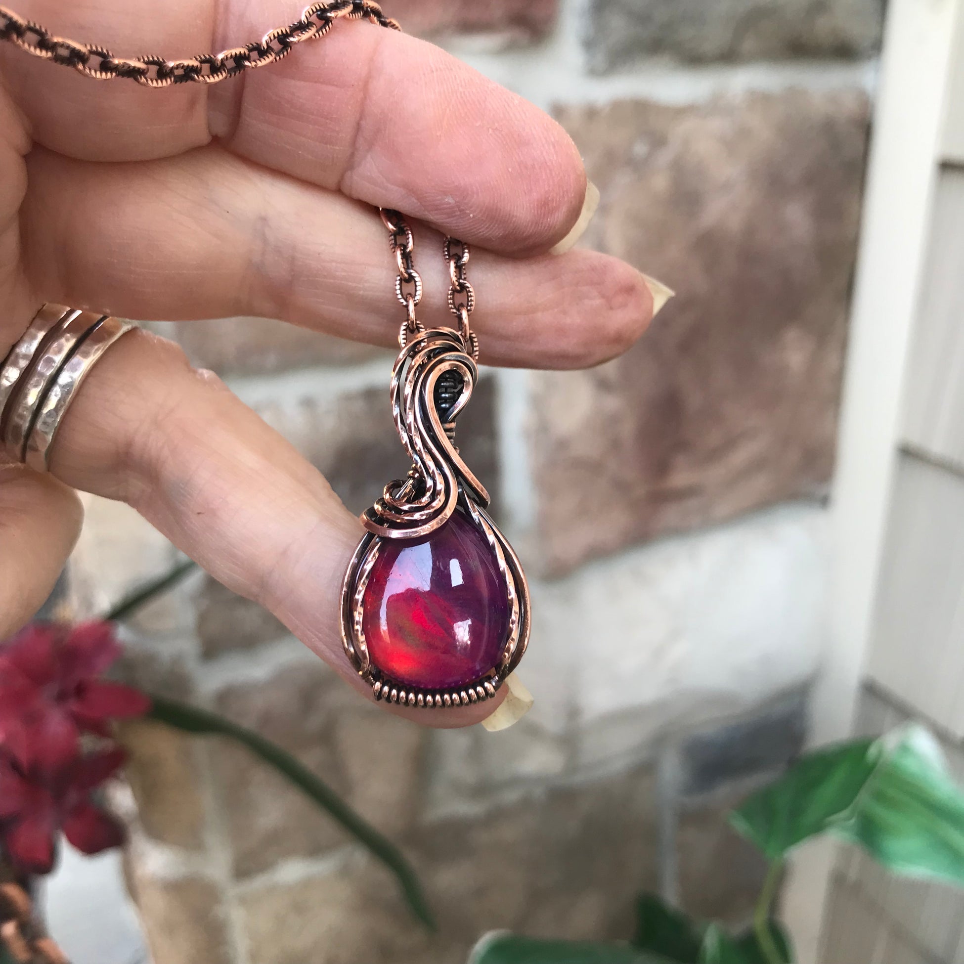 Timeless Twists Wire Art Necklace - Semi Precious stone