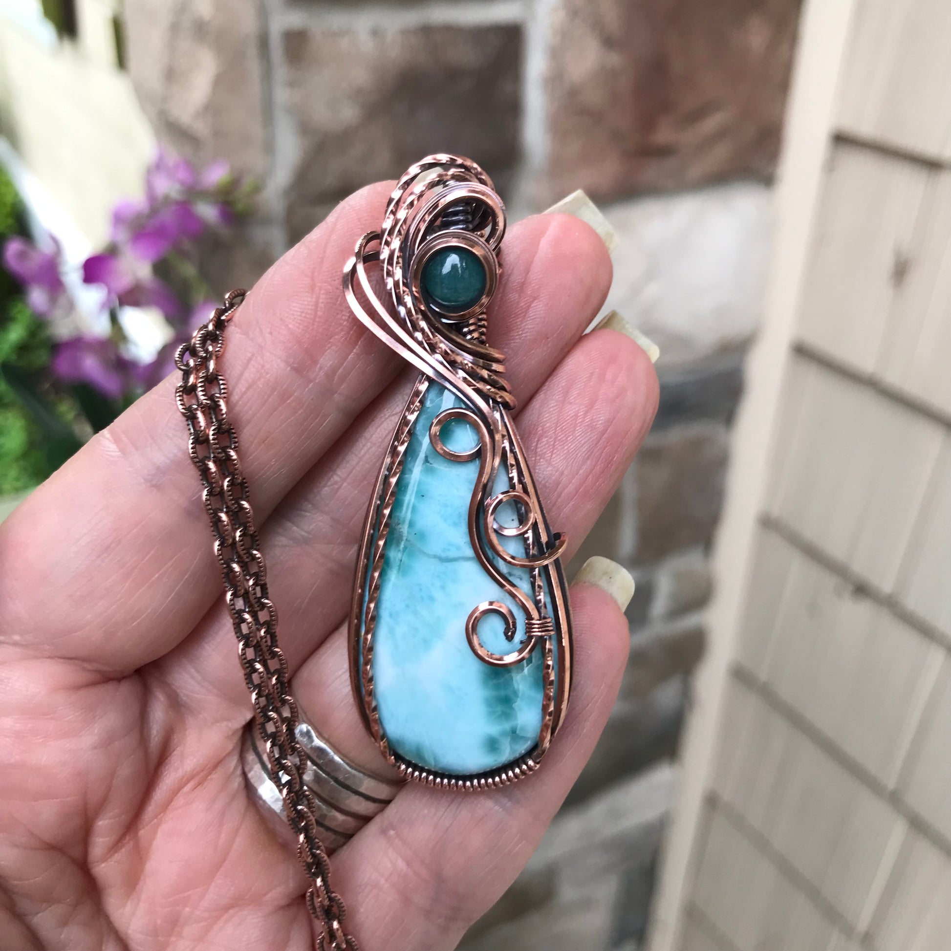 Larimar & Grandidierite Copper Necklace