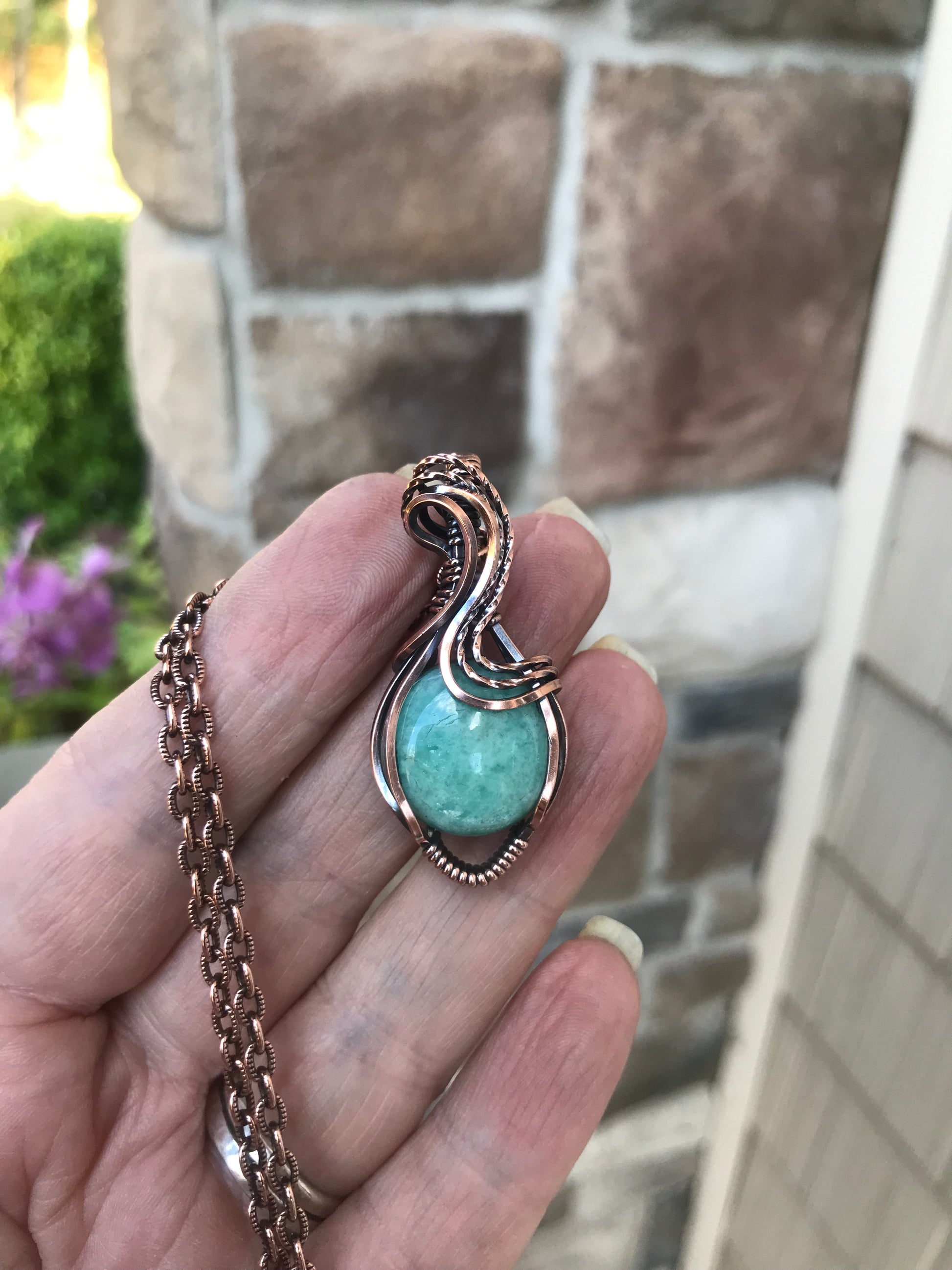 Amazonite Small Copper Necklace