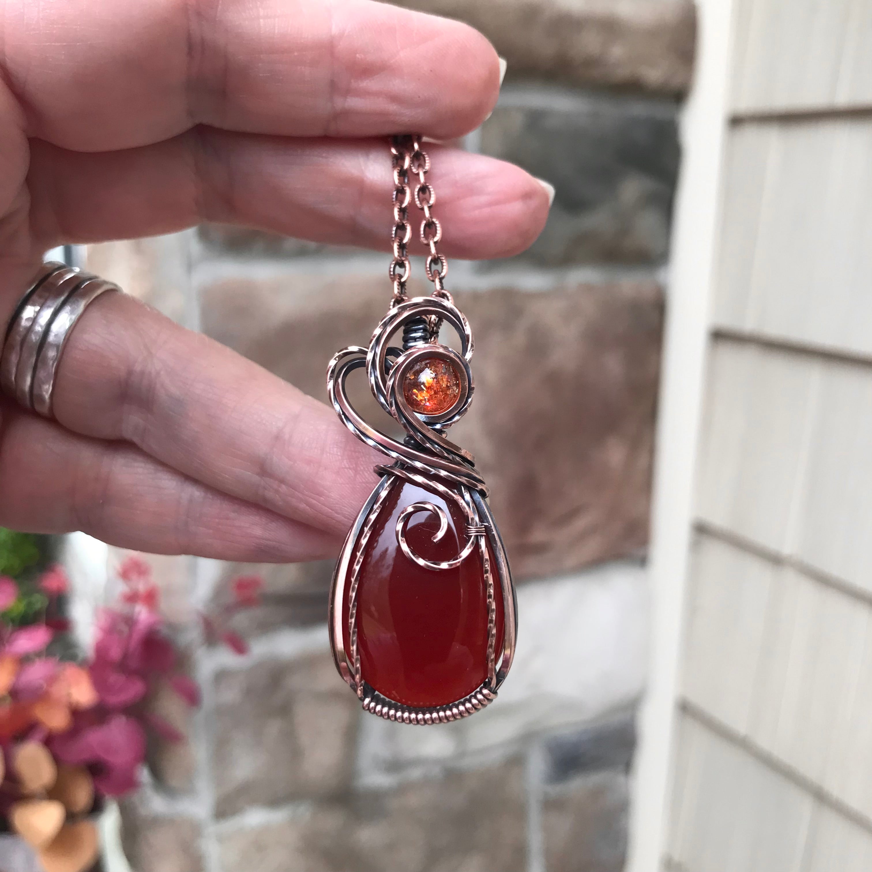 Carnelian & Sunstone Copper Necklace