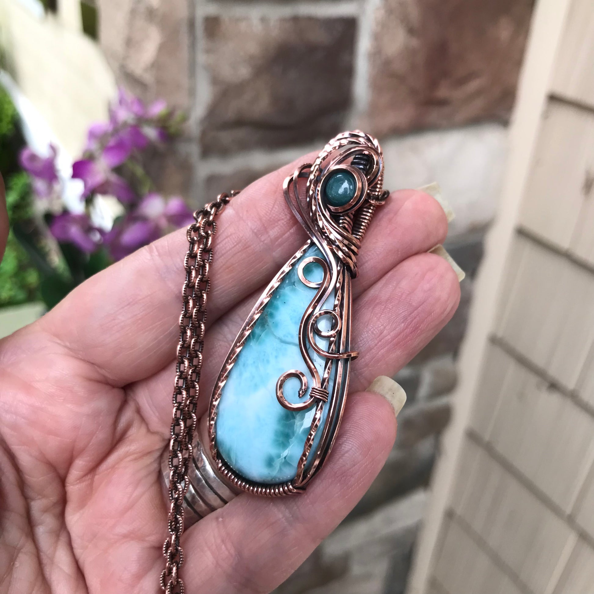 Larimar & Grandidierite Copper Necklace