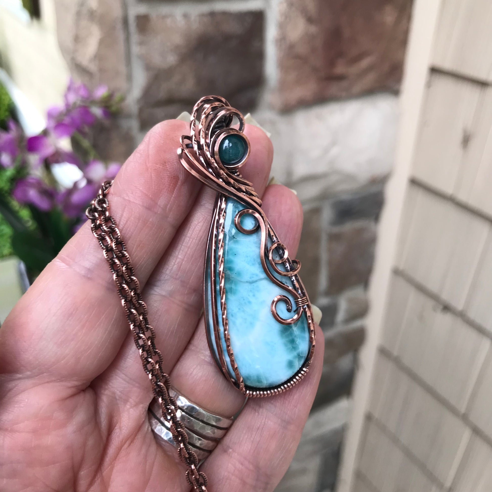 Larimar & Grandidierite Copper Necklace