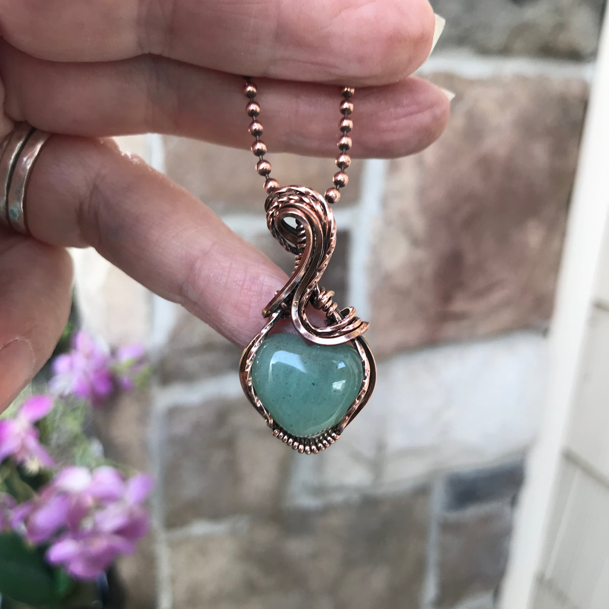 Aventurine Heart Copper Necklace