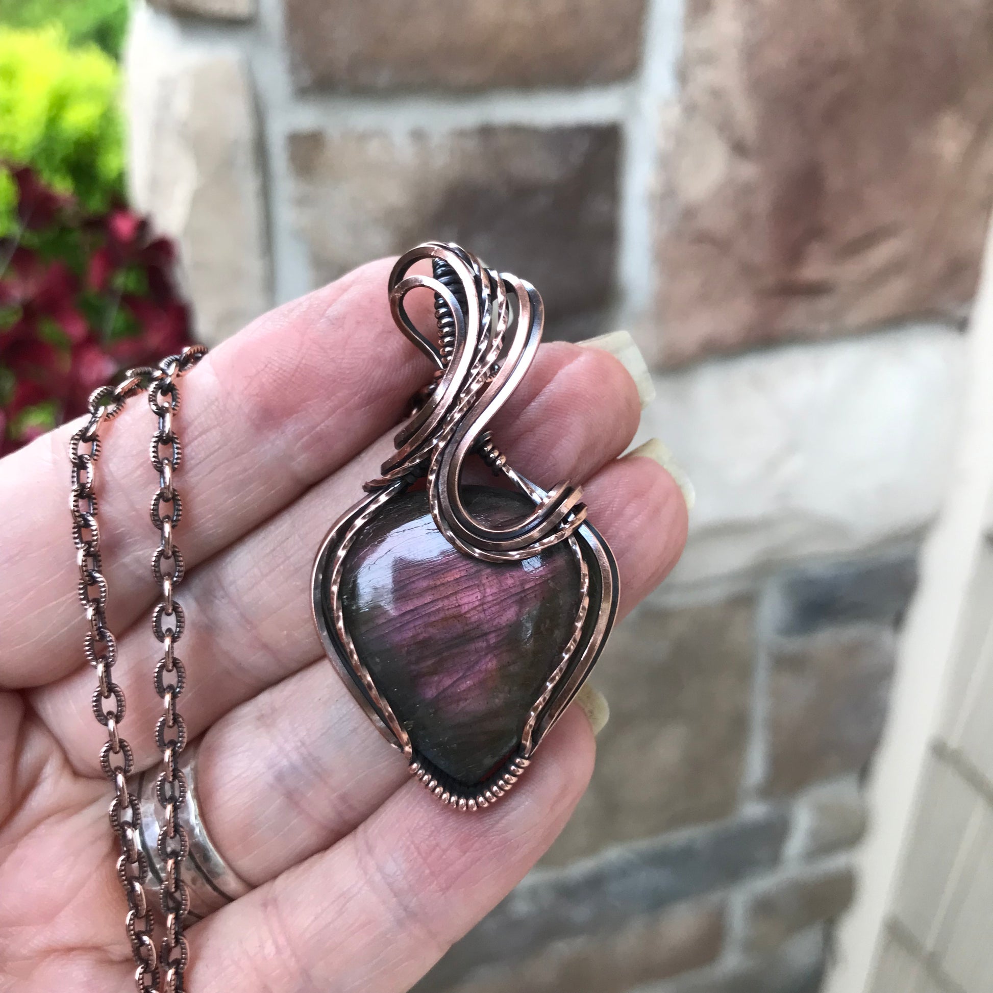 Maroon Labradorite Copper Necklace
