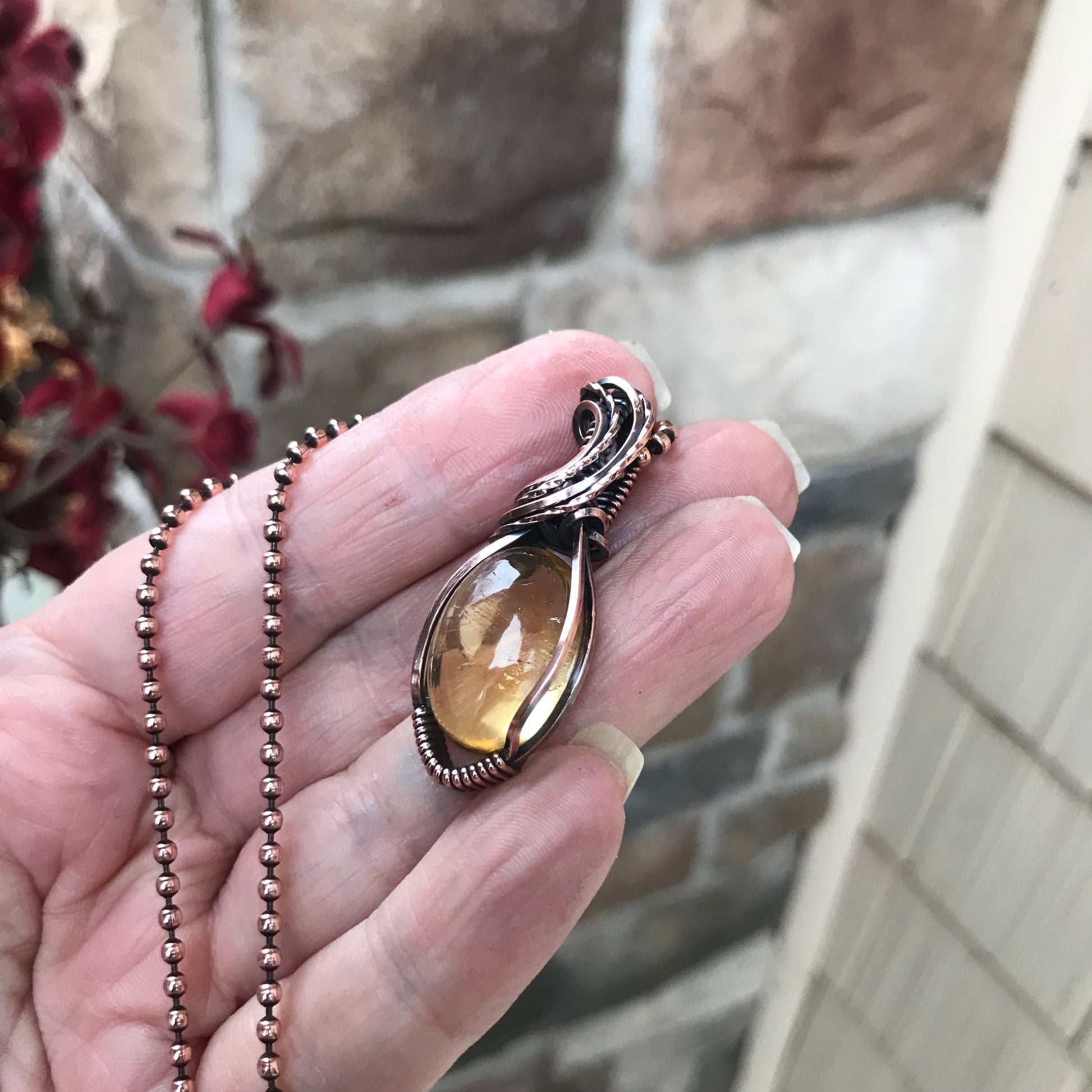 Citrine Oval Copper Necklace