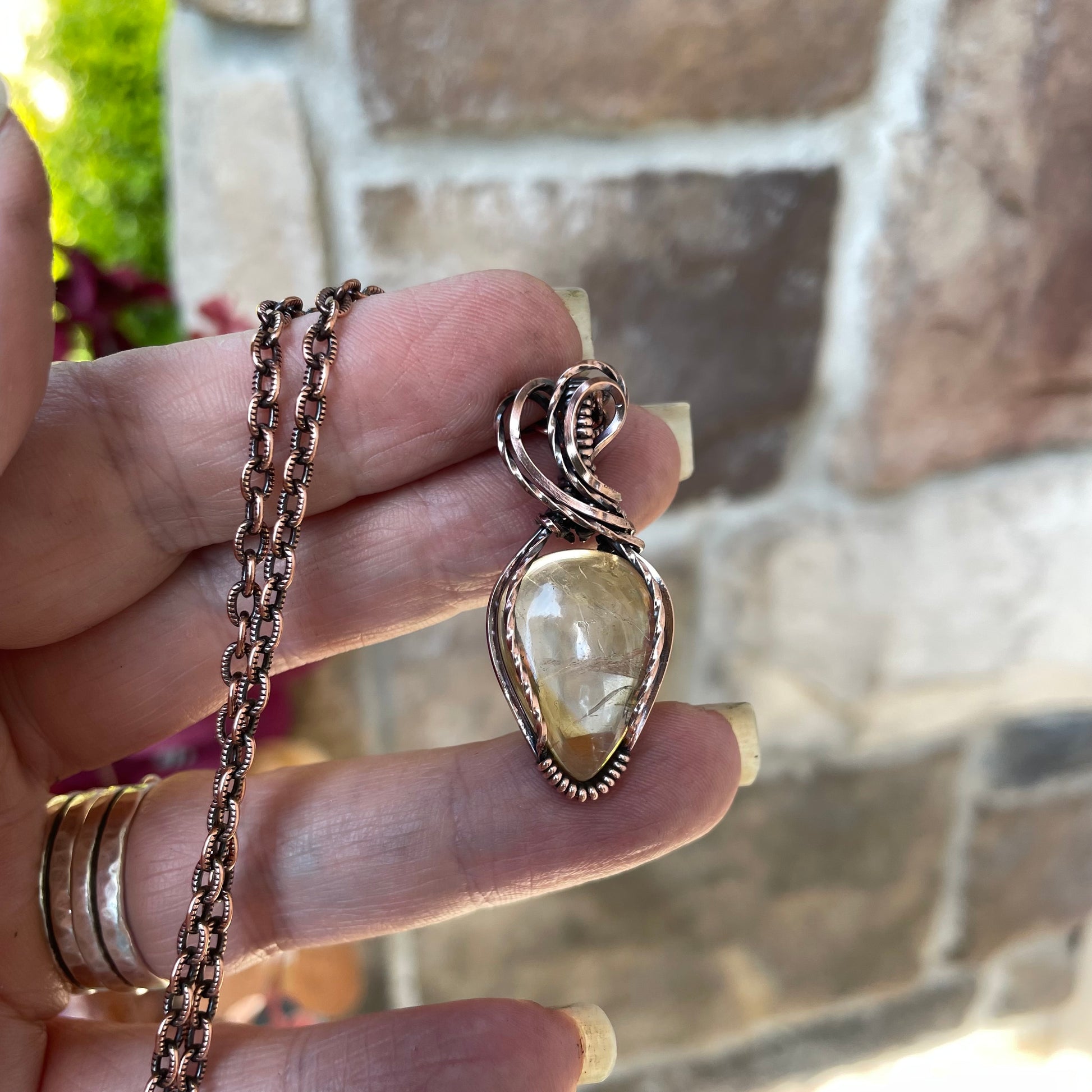 Citrine Small Copper Necklace