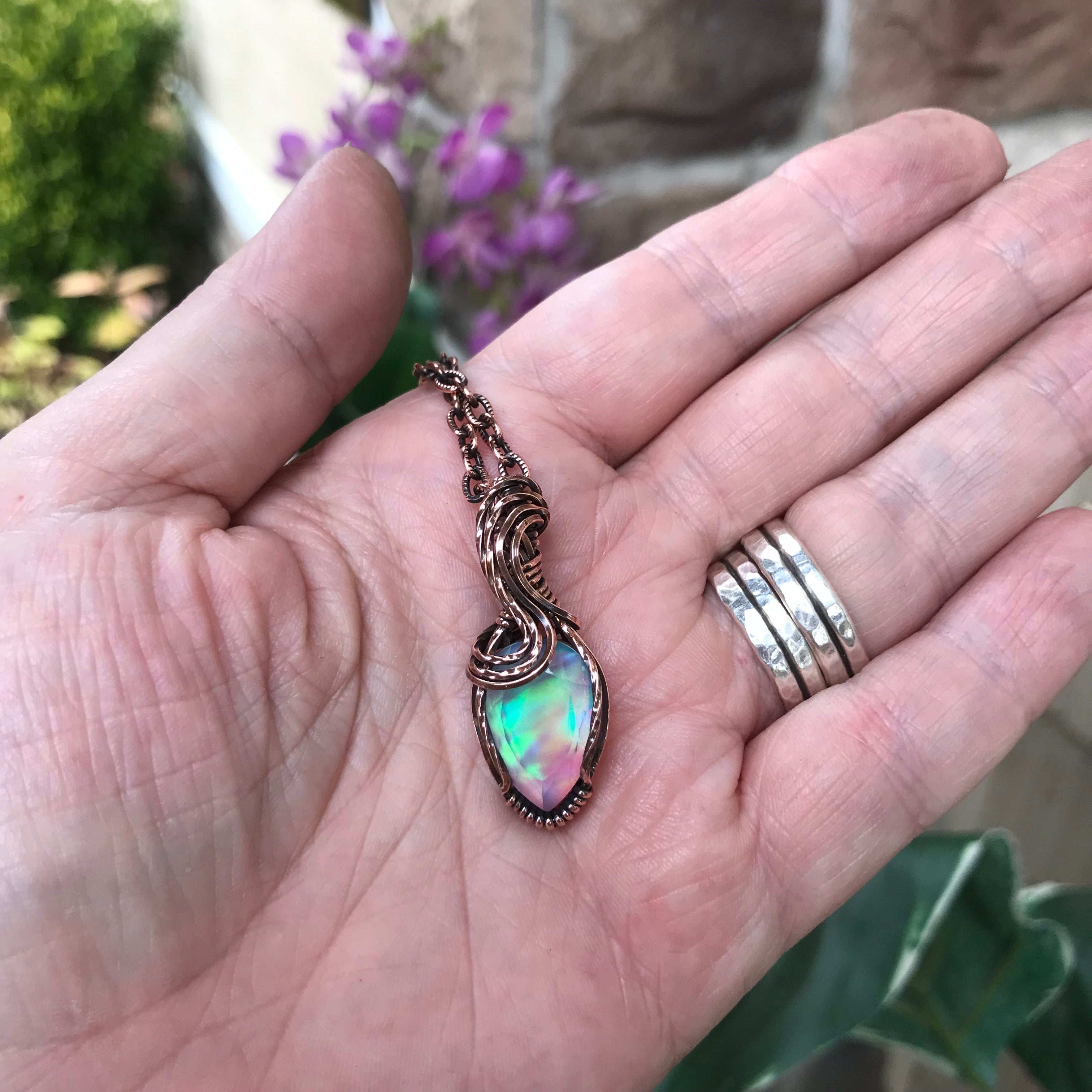 Aurora Opal Mini Copper Necklace