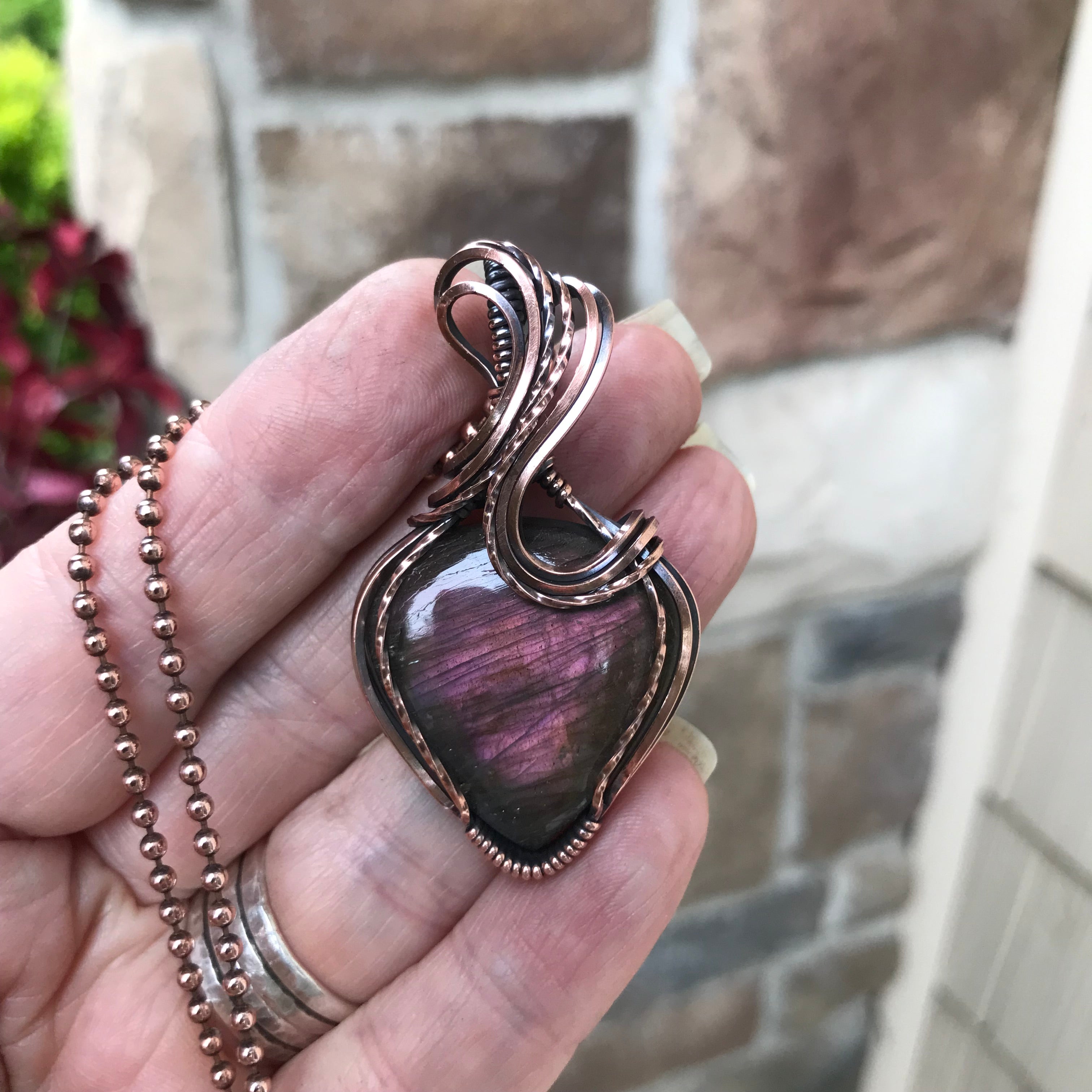 Maroon Labradorite Copper Necklace