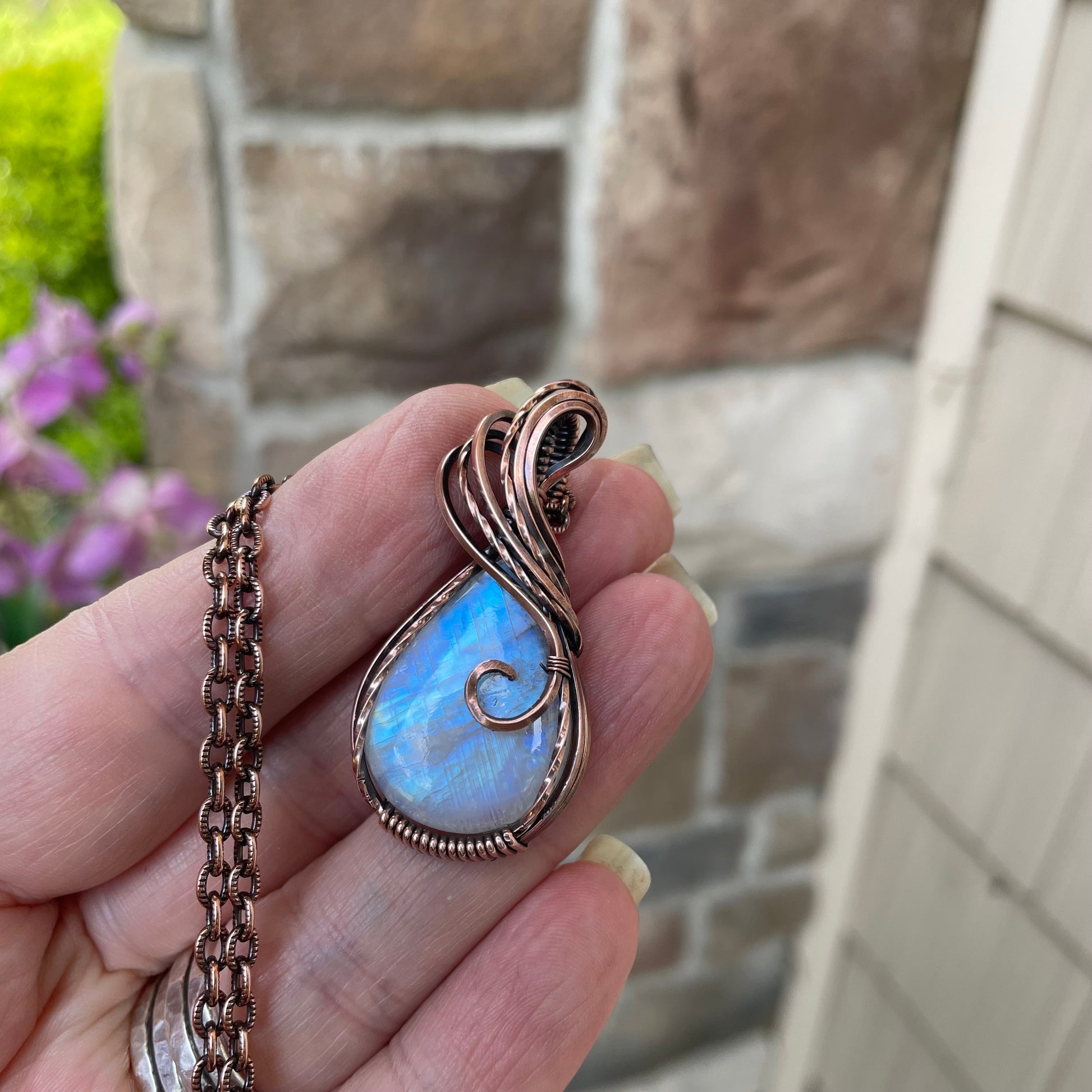 Blue Moonstone Copper Necklace