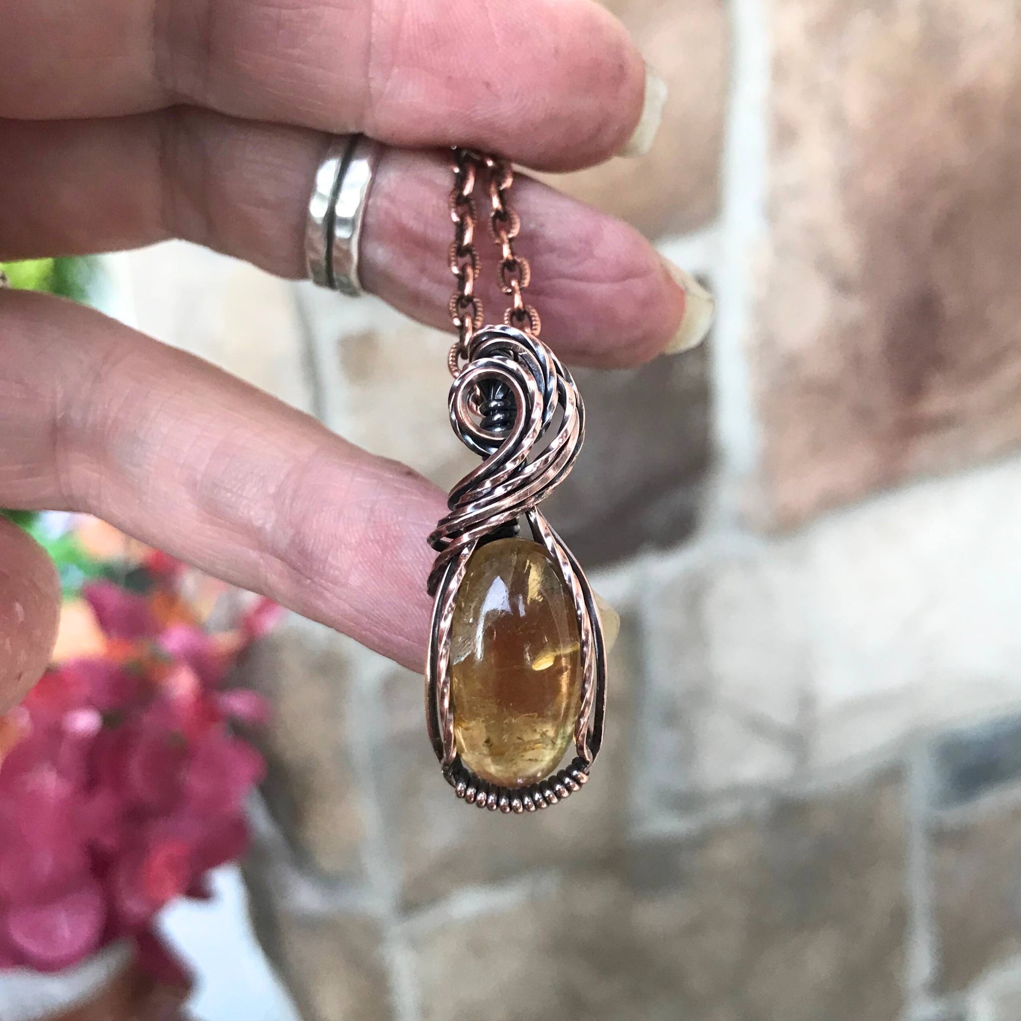 Citrine Oval Copper Necklace