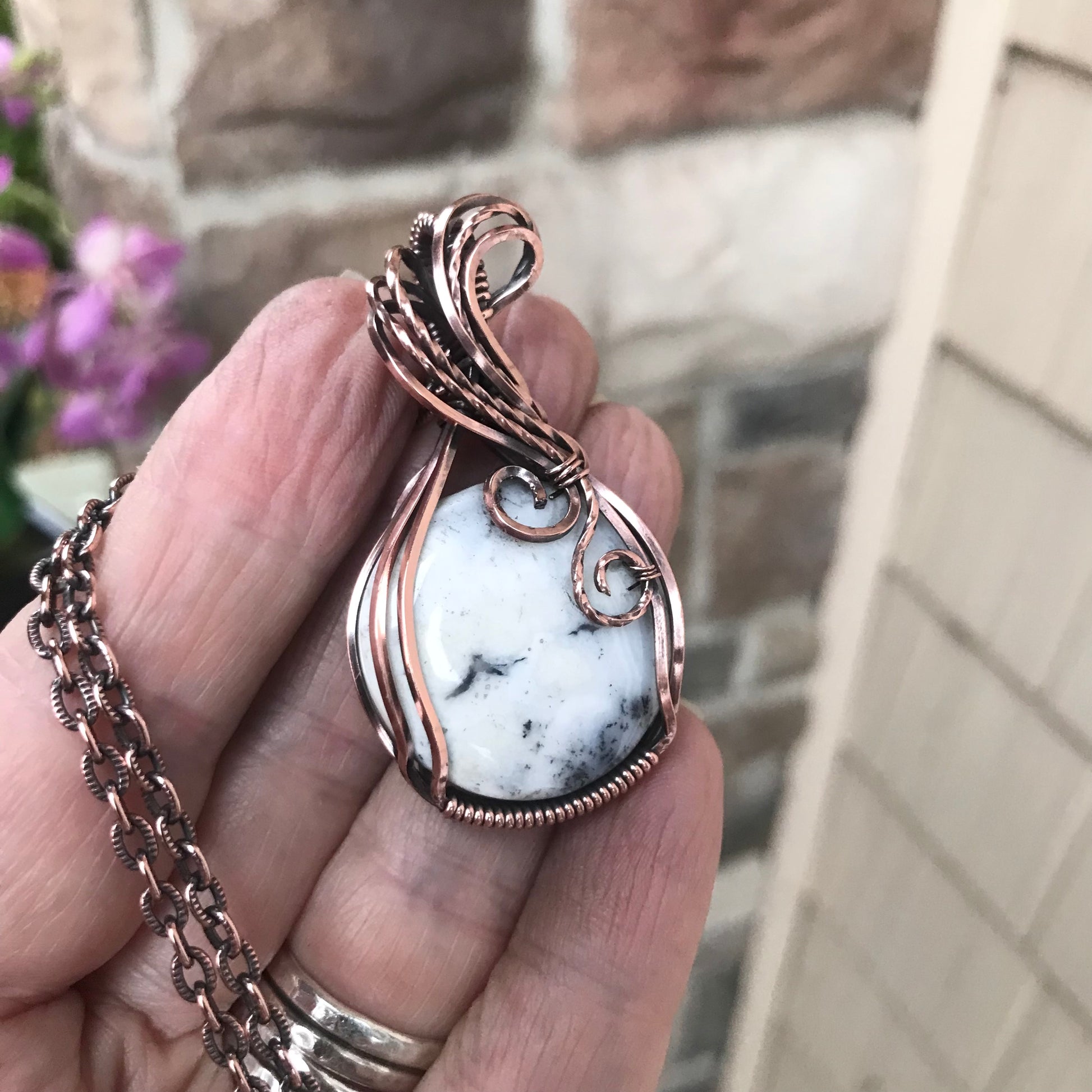 Dendritic Agate Copper Pendant