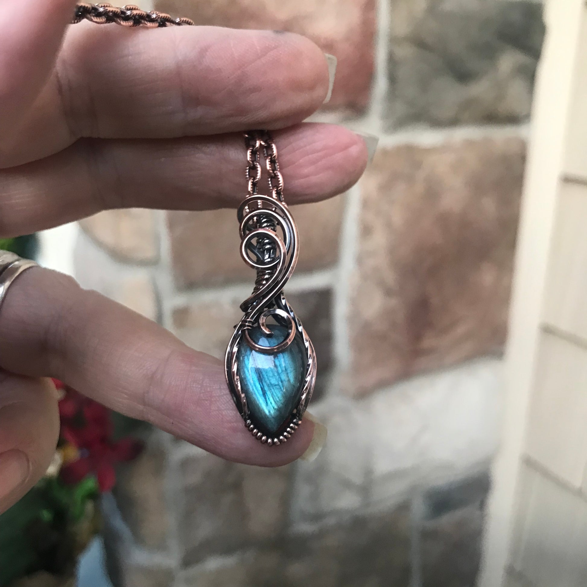 Blue Labradorite Mini Copper Necklace
