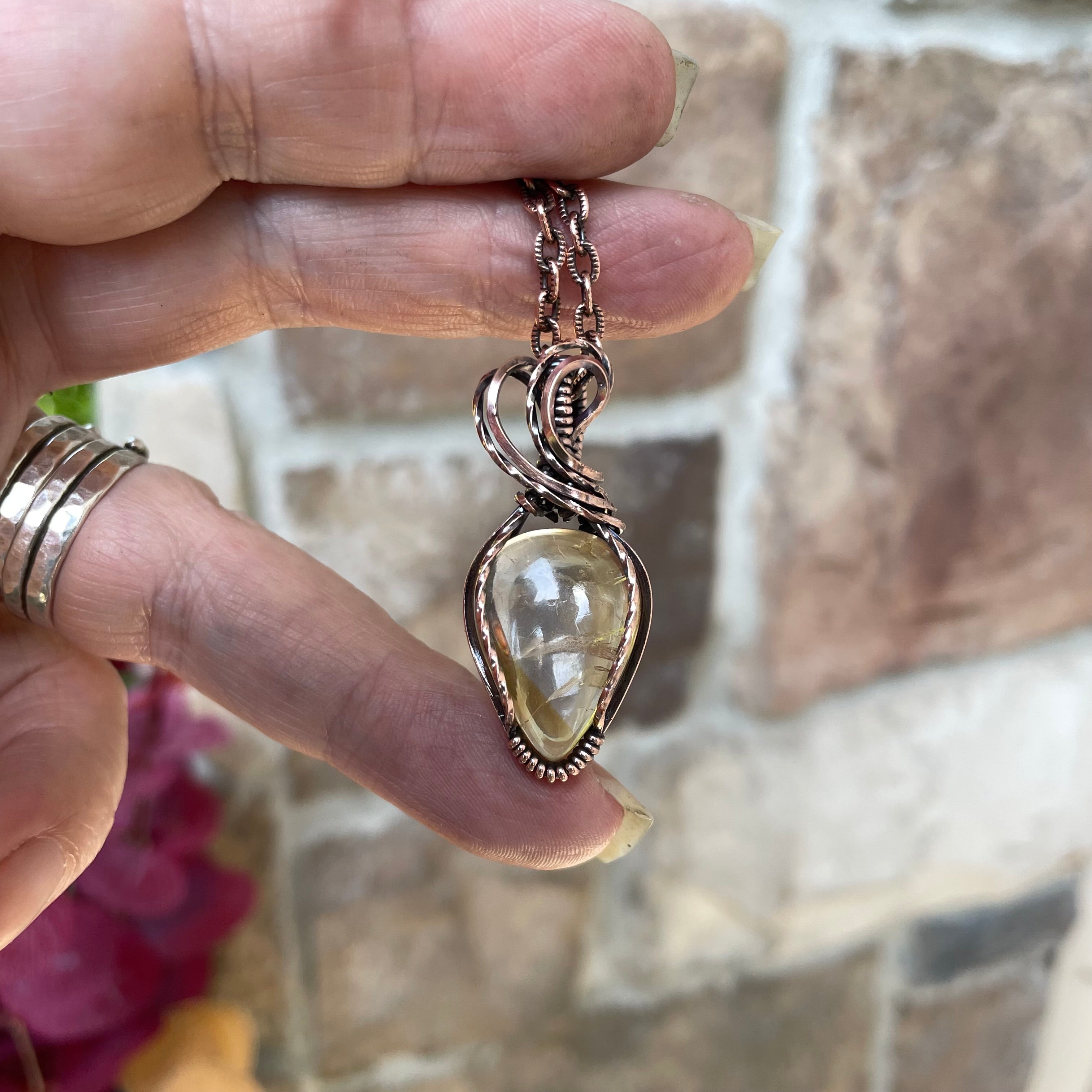 Citrine Small Copper Necklace
