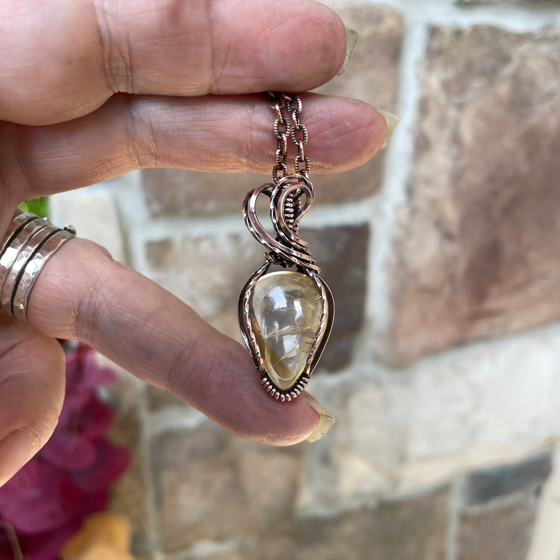 Citrine Small Copper Necklace