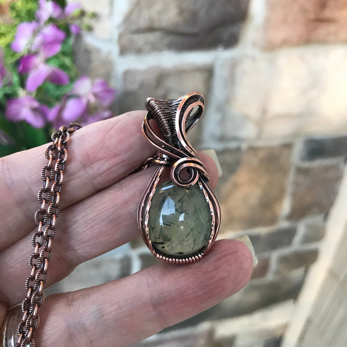 Prehnite Small Copper Pendant