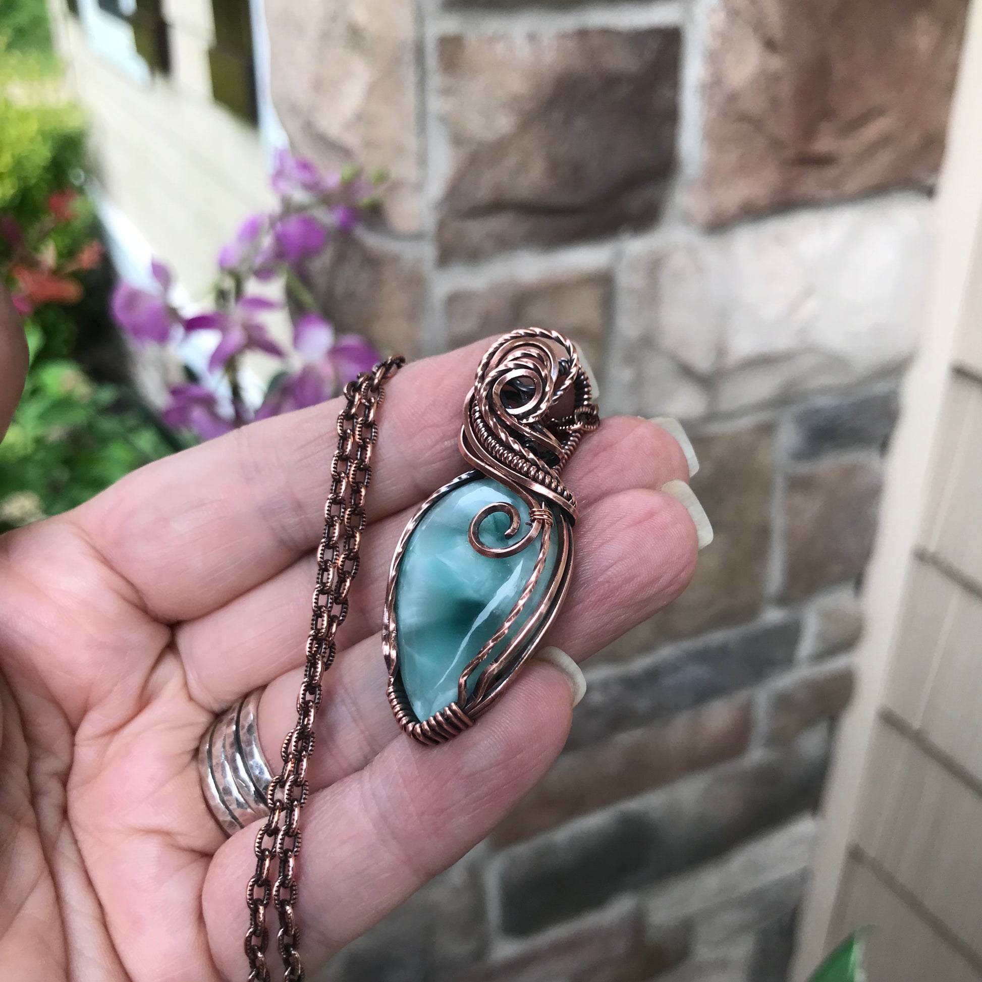 Blue Hemimorphite Copper Pendant