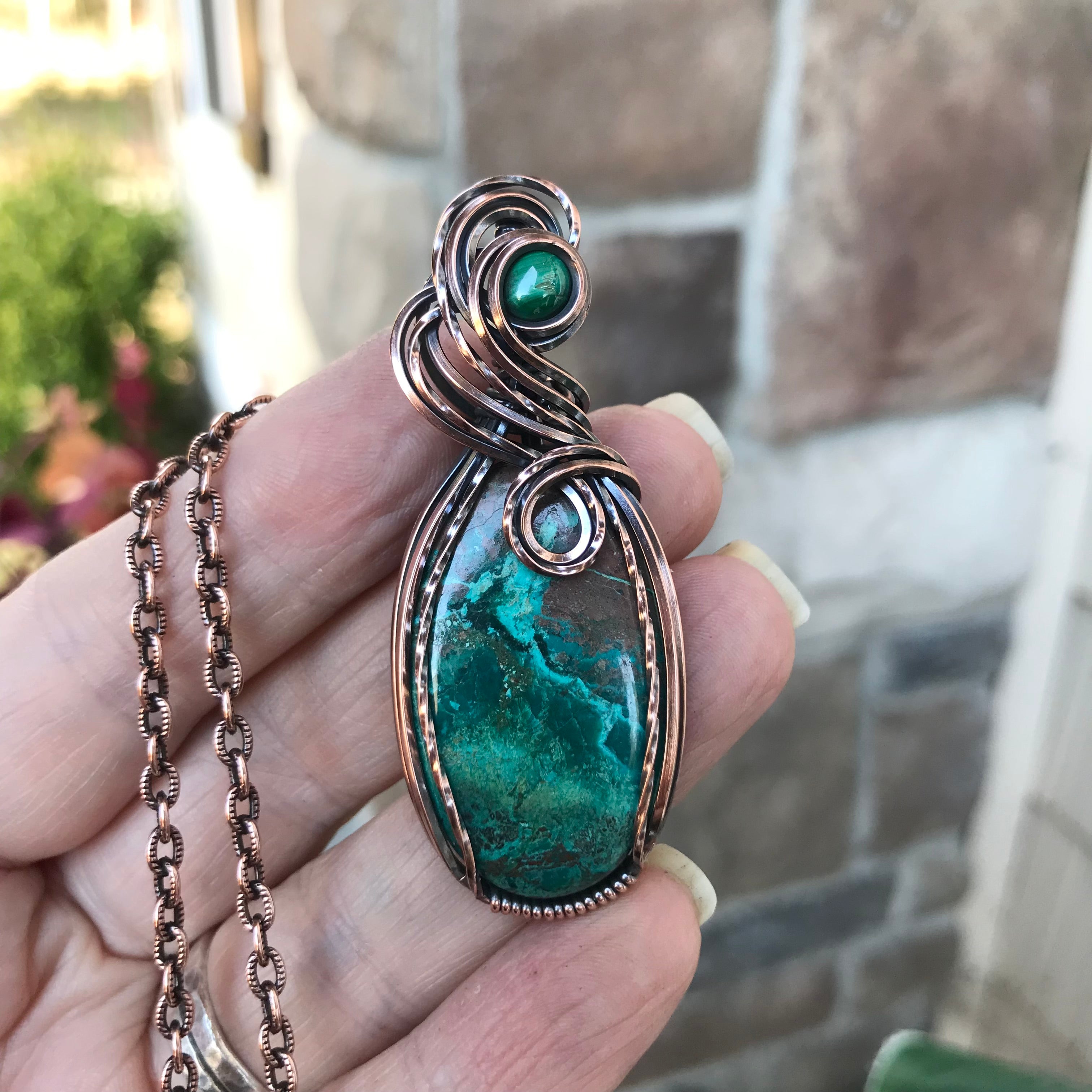 Shattuckite Copper Swirly Necklace