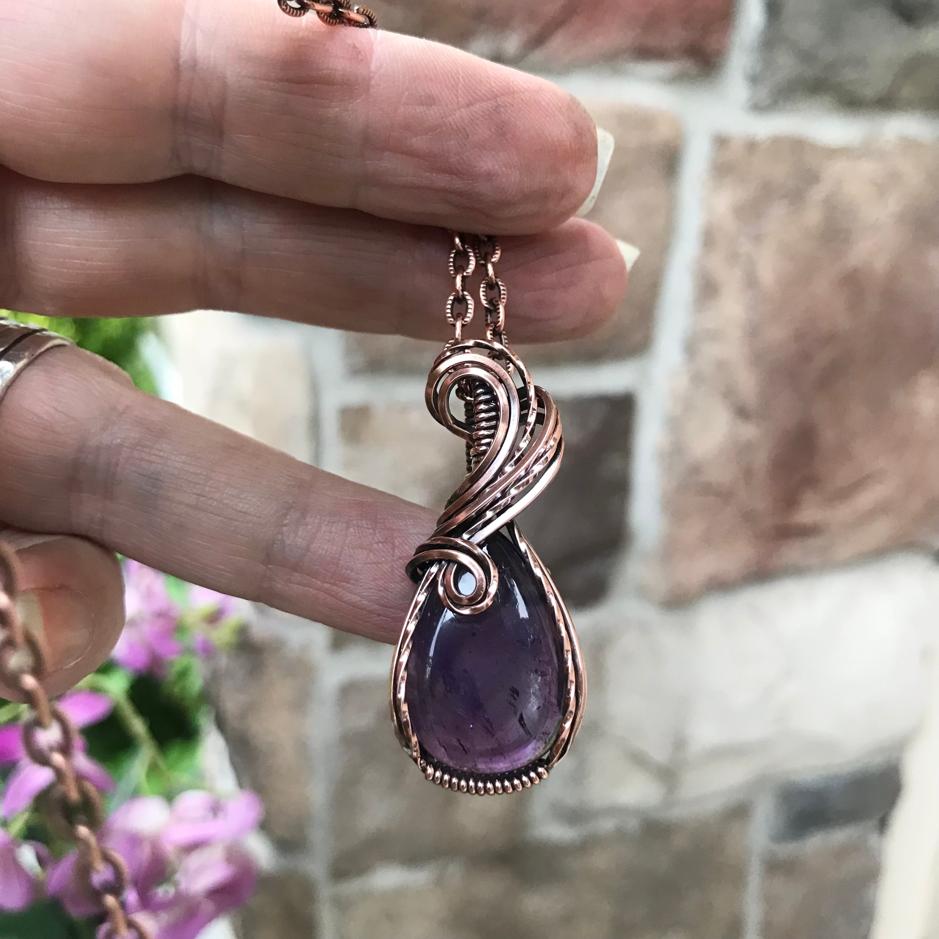 Amethyst Small Copper Necklace
