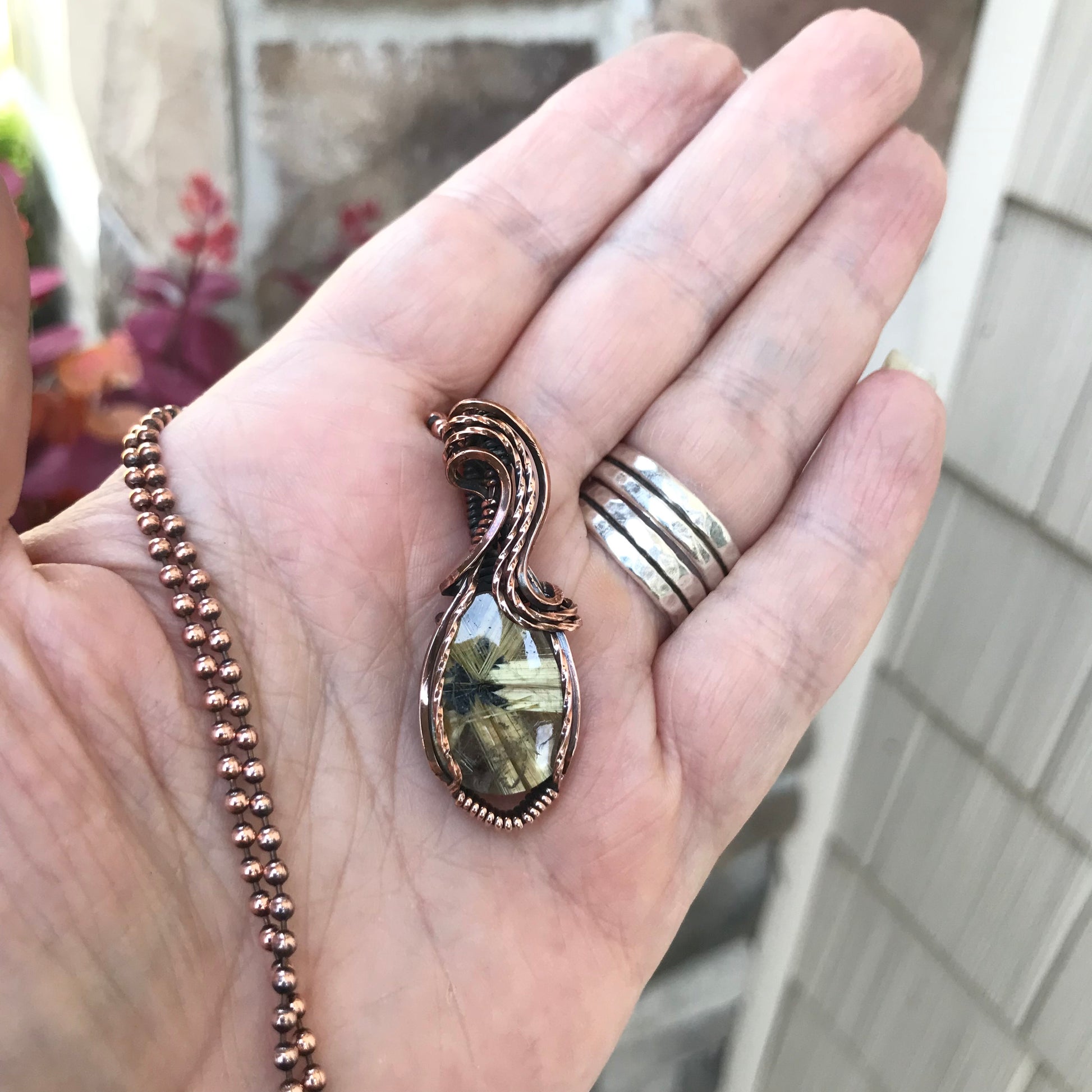 Golden Star Rutilated Quartz Copper Necklace