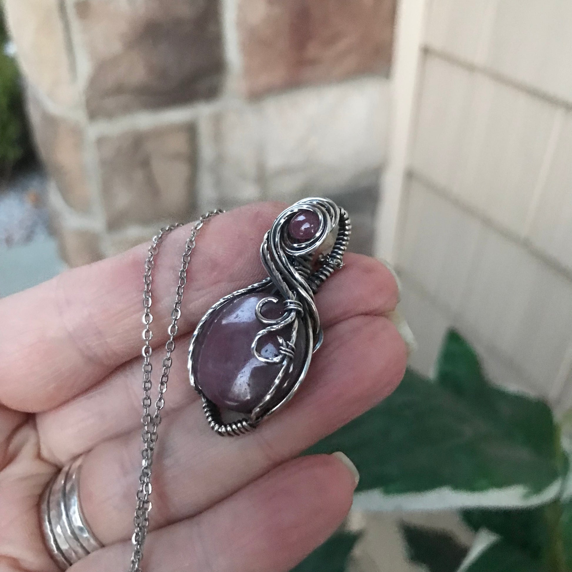 Custom Listing - Pink Sapphire w/ Ruby Accent Silver Pendant