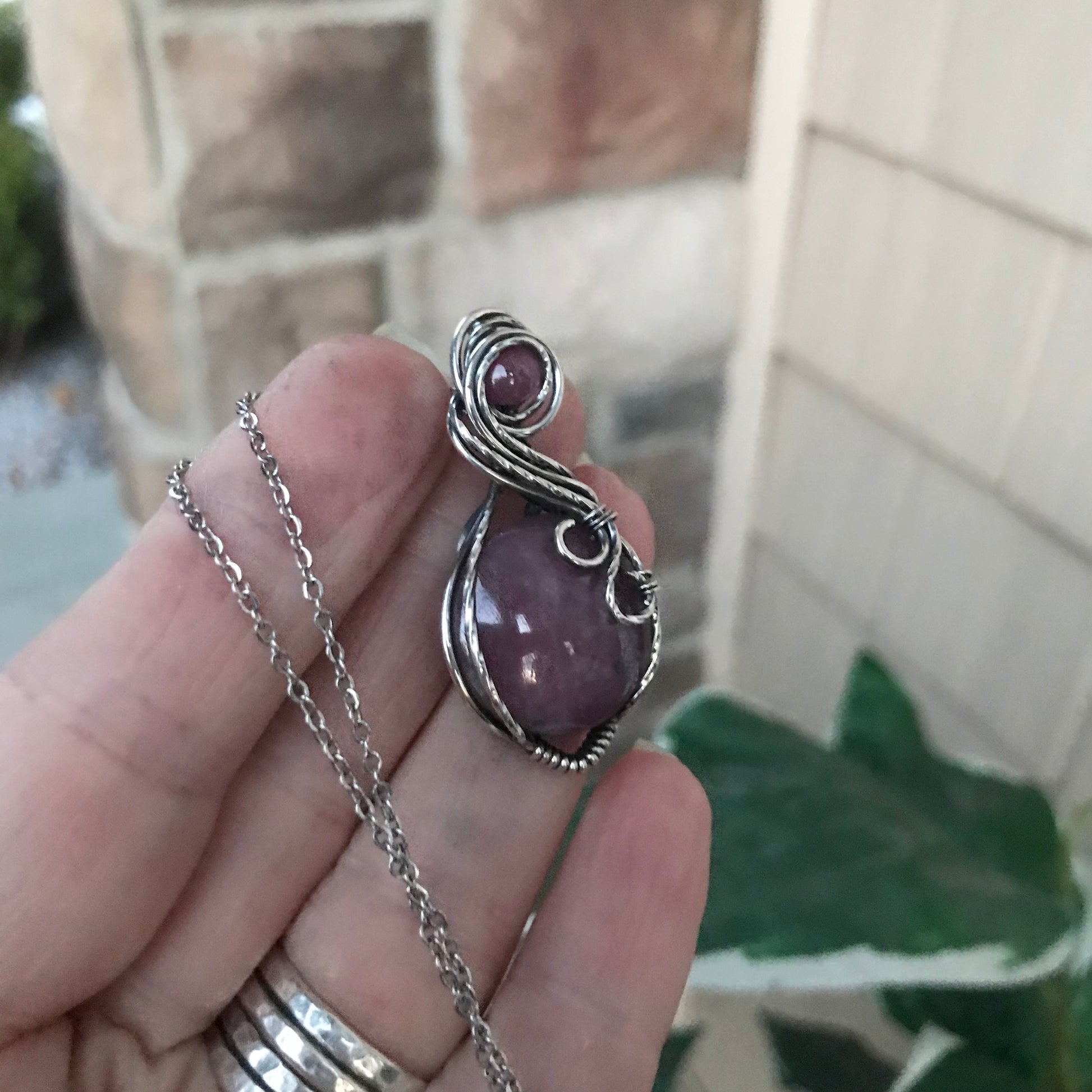 Custom Listing - Pink Sapphire w/ Ruby Accent Silver Pendant