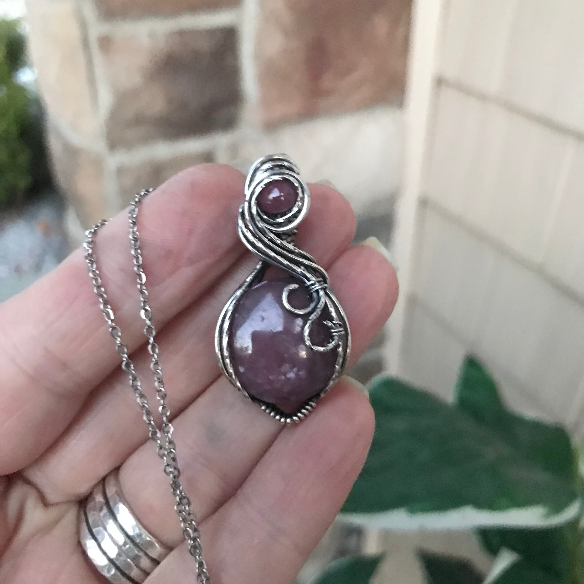 Custom Listing - Pink Sapphire w/ Ruby Accent Silver Pendant