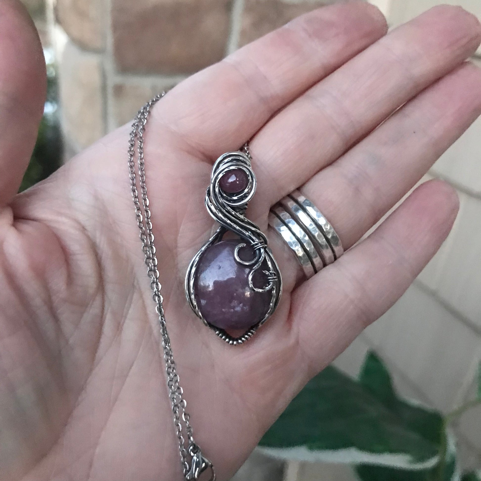 Custom Listing - Pink Sapphire w/ Ruby Accent Silver Pendant