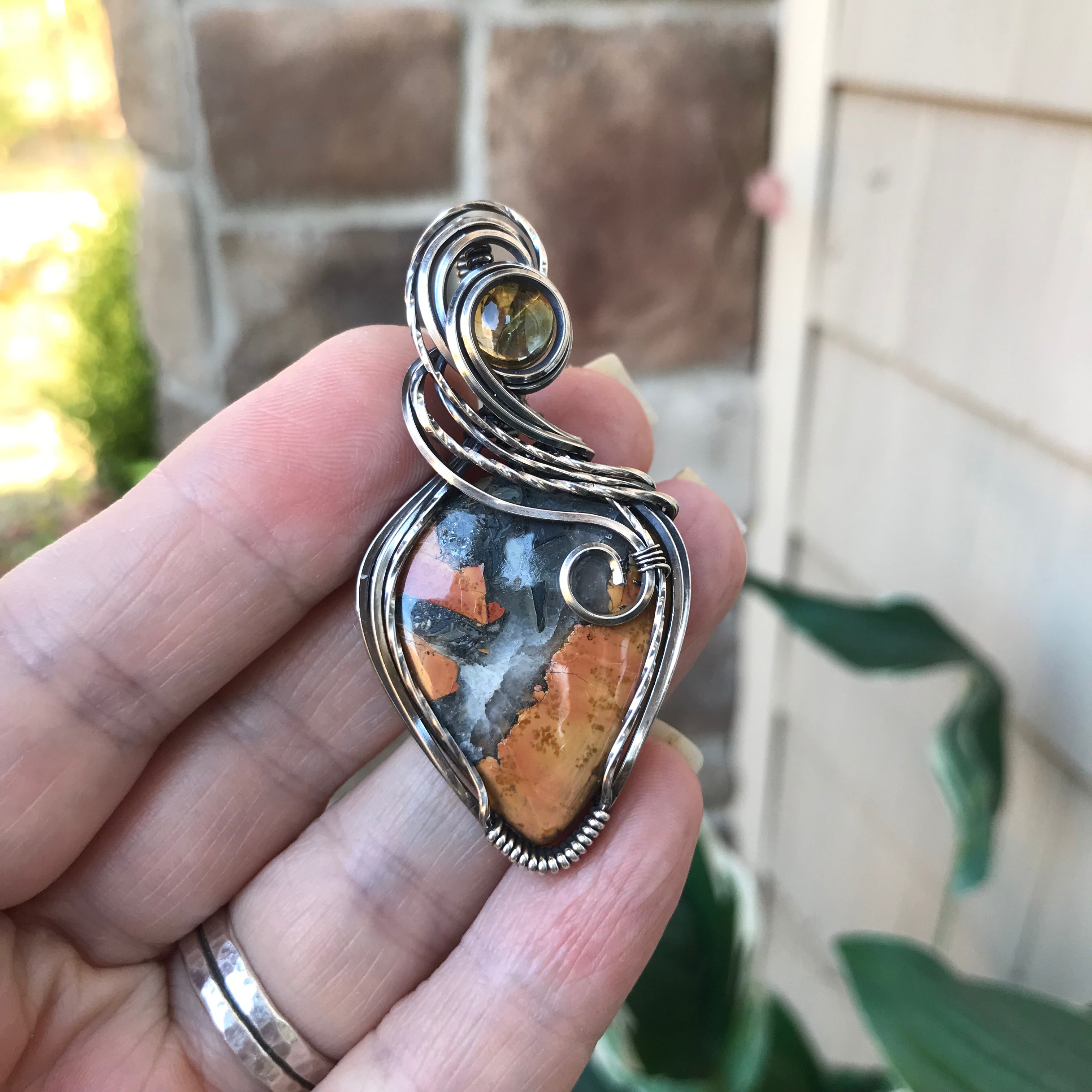 Maligano Jasper & Citrine Silver Pendant