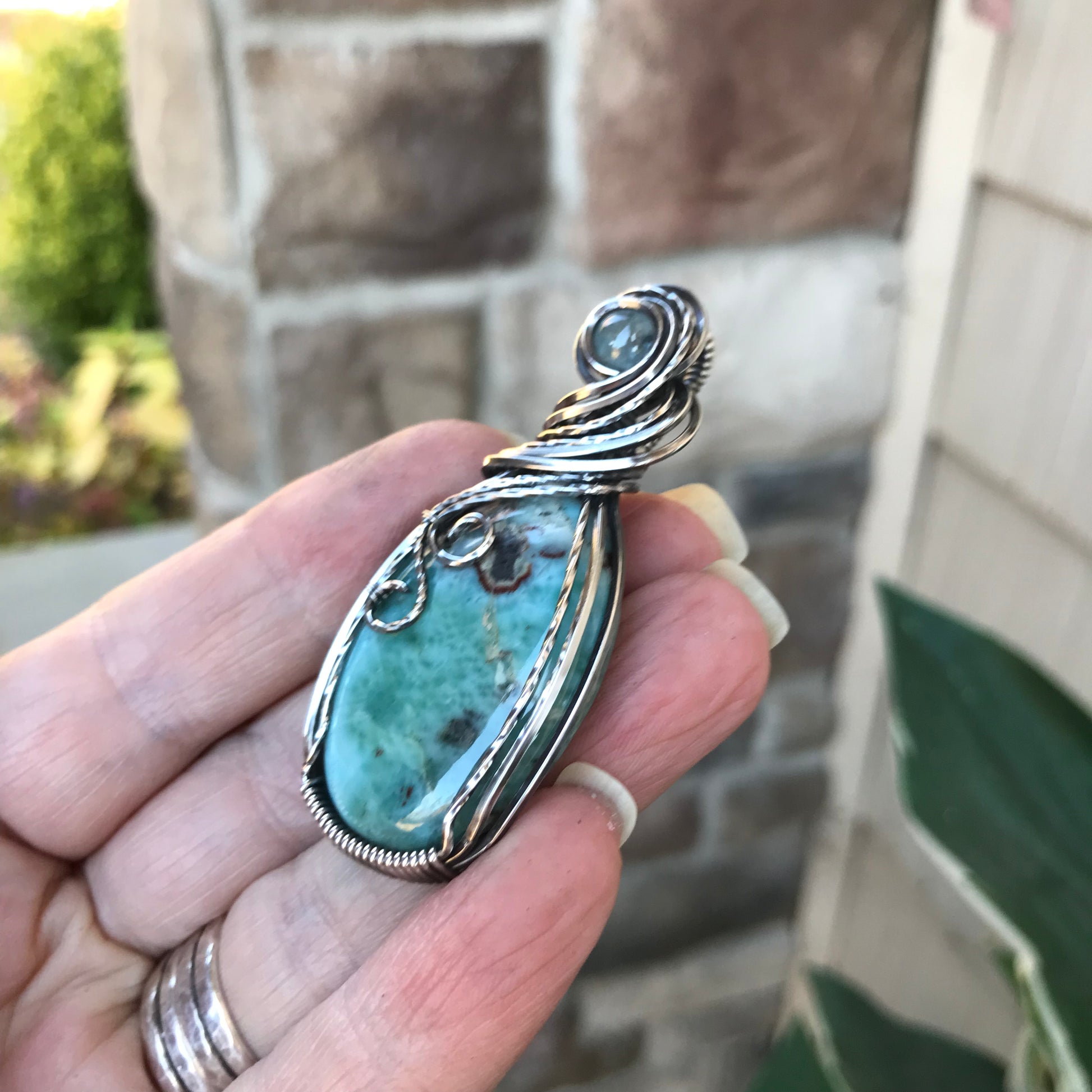 Larimar & Aquamarine Silver Pendant