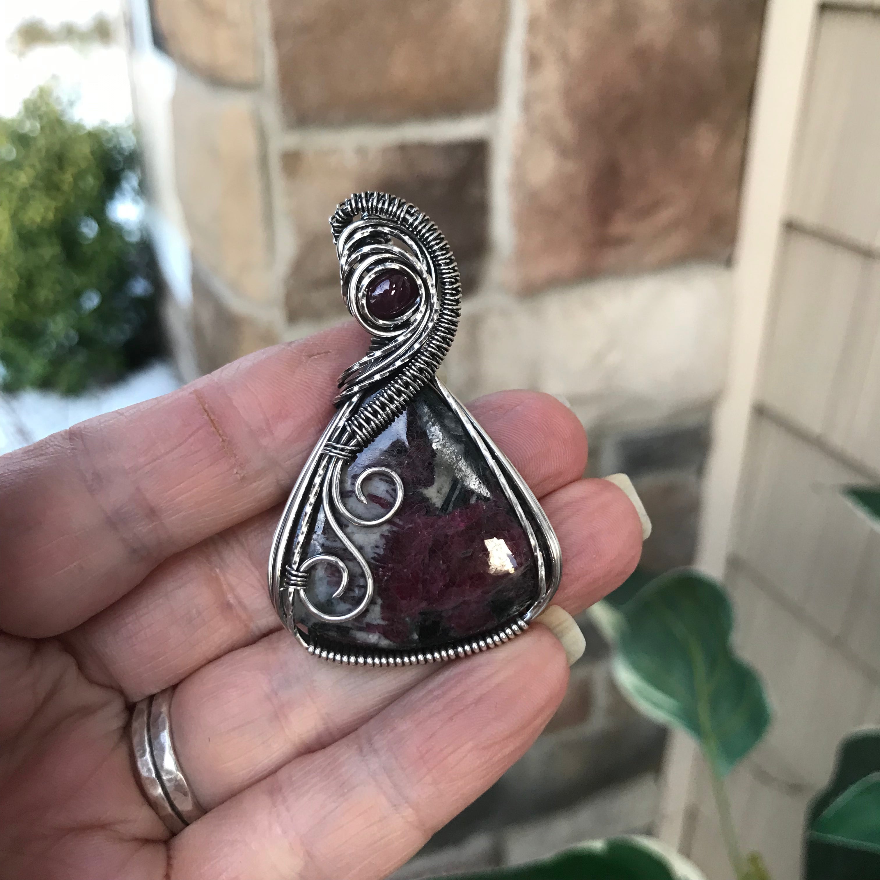 Ruby w/ Ruby Accent Silver Pendant