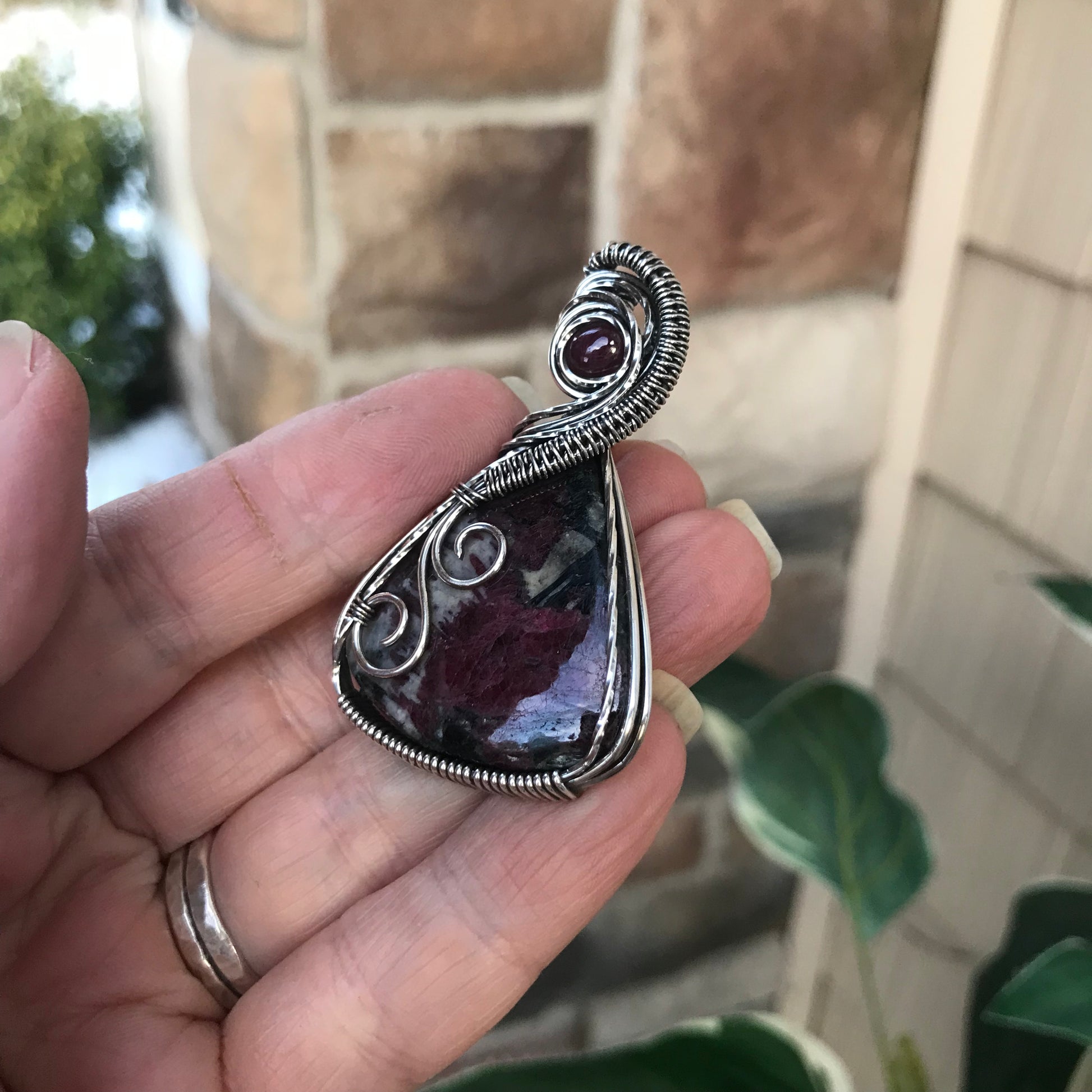 Ruby w/ Ruby Accent Silver Pendant