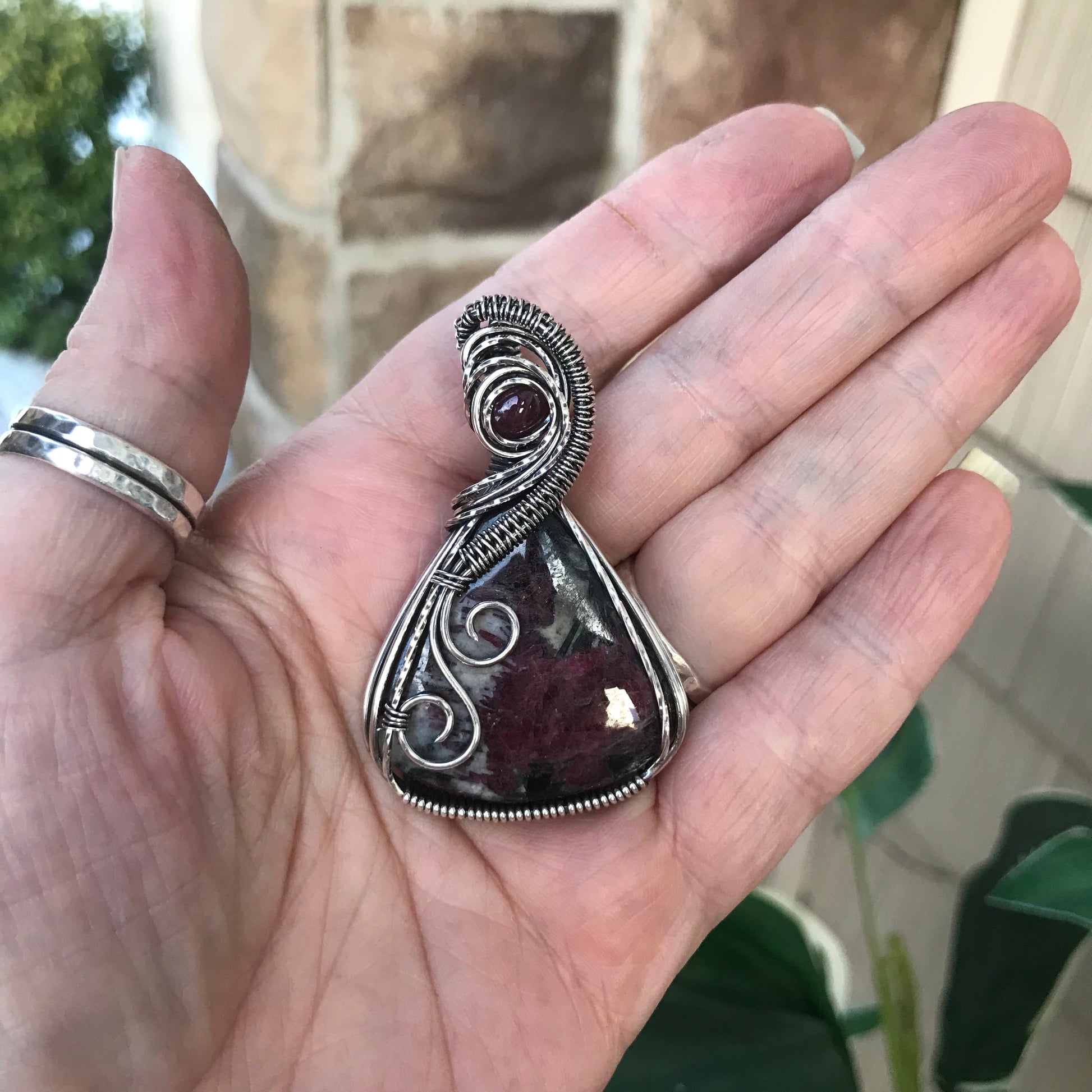 Ruby w/ Ruby Accent Silver Pendant