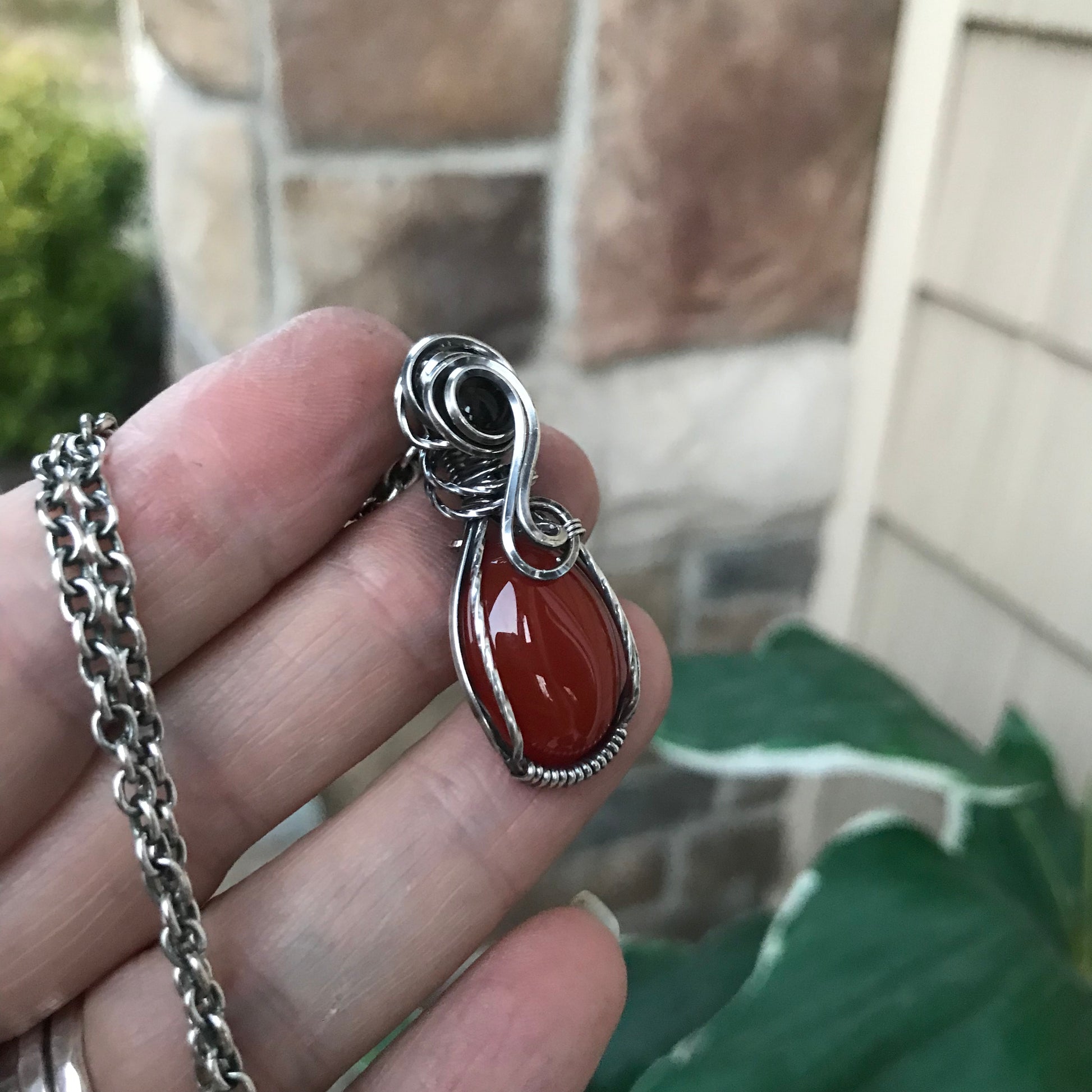 Custom Listing - Carnelian & Smoky Quartz Sterling Silver Necklace