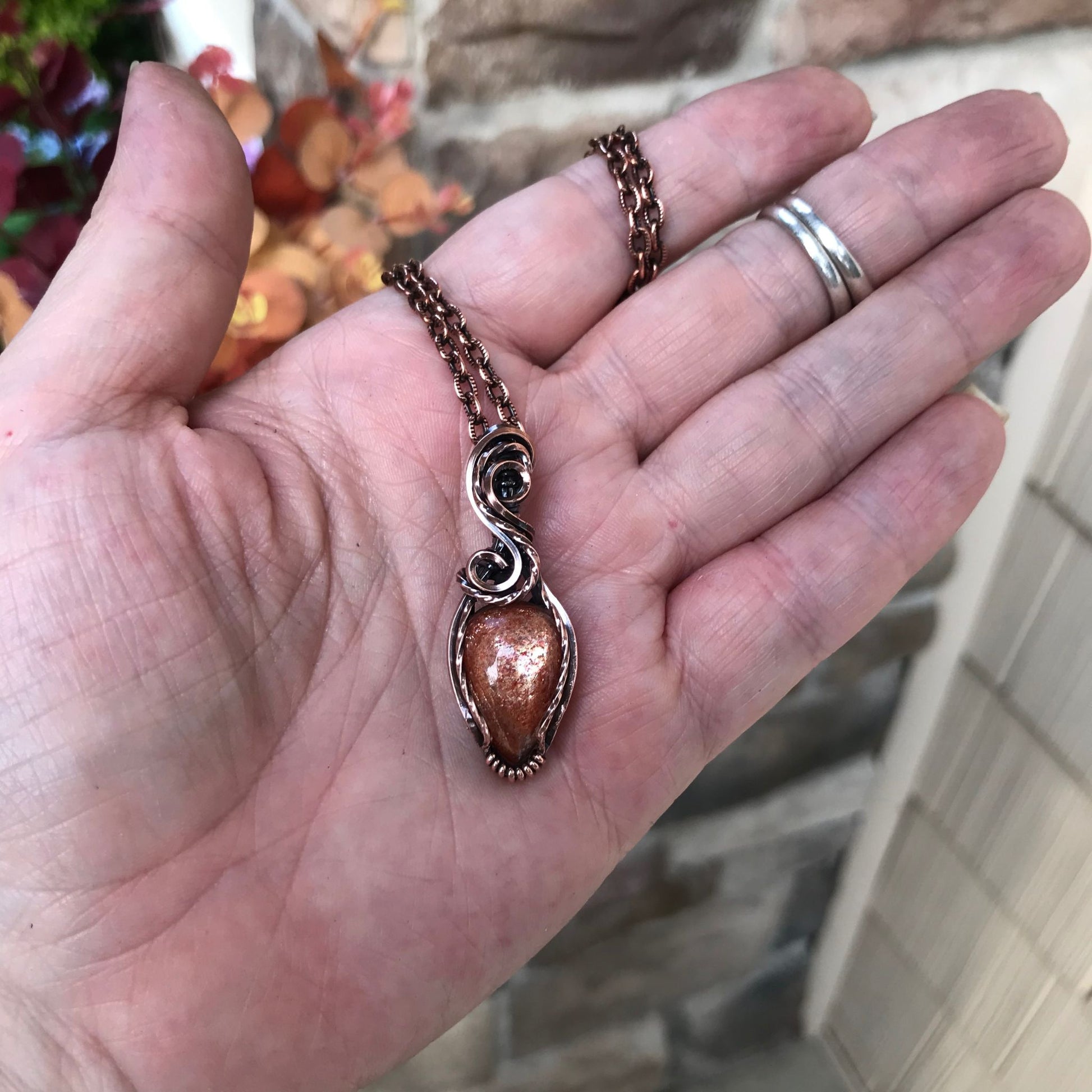 Golden Sunstone Small Copper Necklace